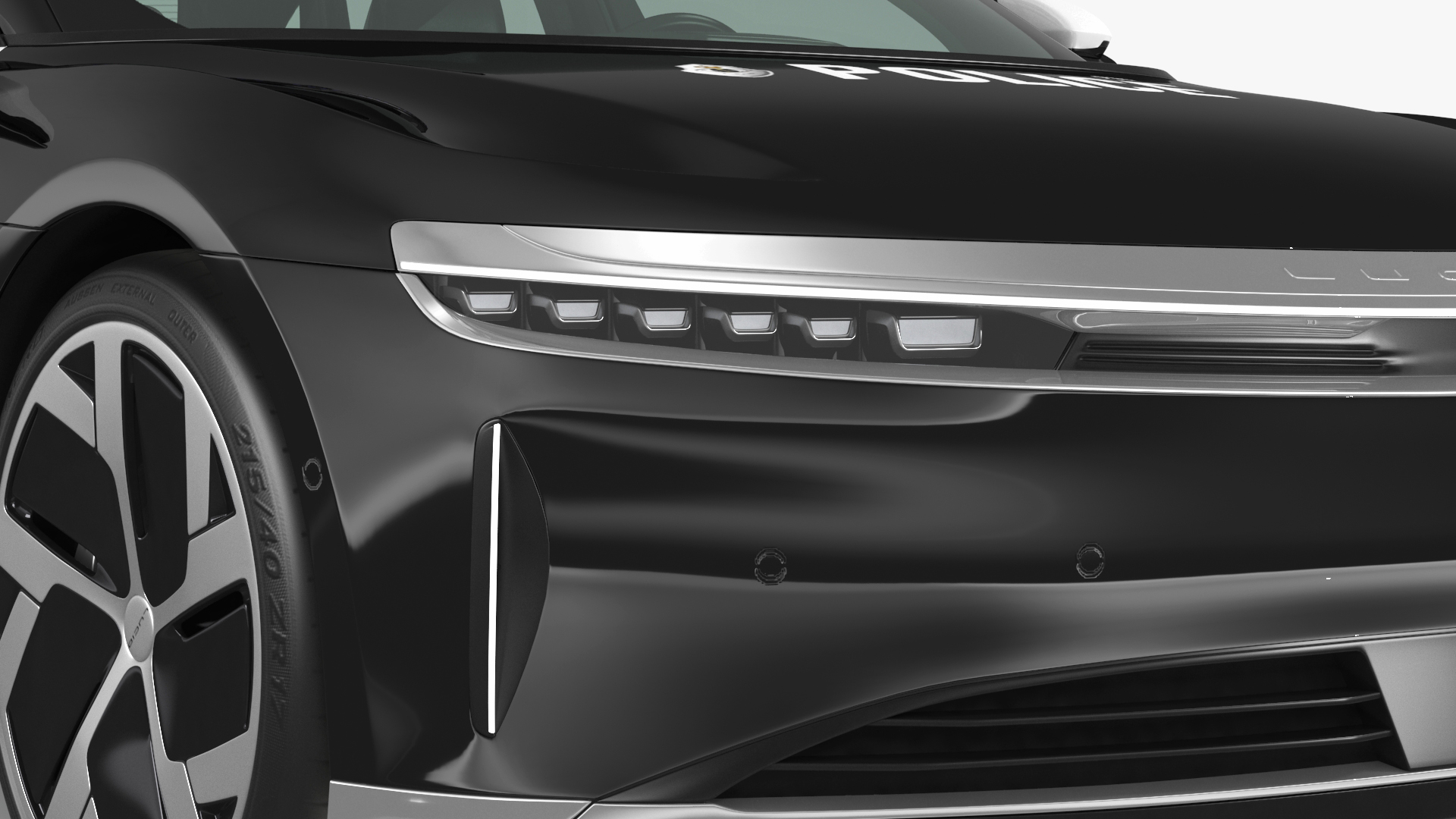 Lucid Air Electric Police Car with Drone Launch Pad Rigged for Cinema 4D 3D
