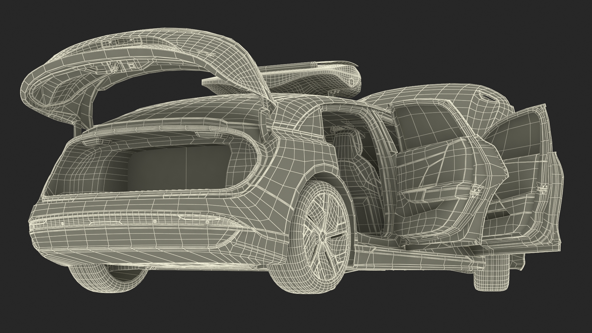 Lucid Air Electric Police Car with Drone Launch Pad Rigged for Cinema 4D 3D