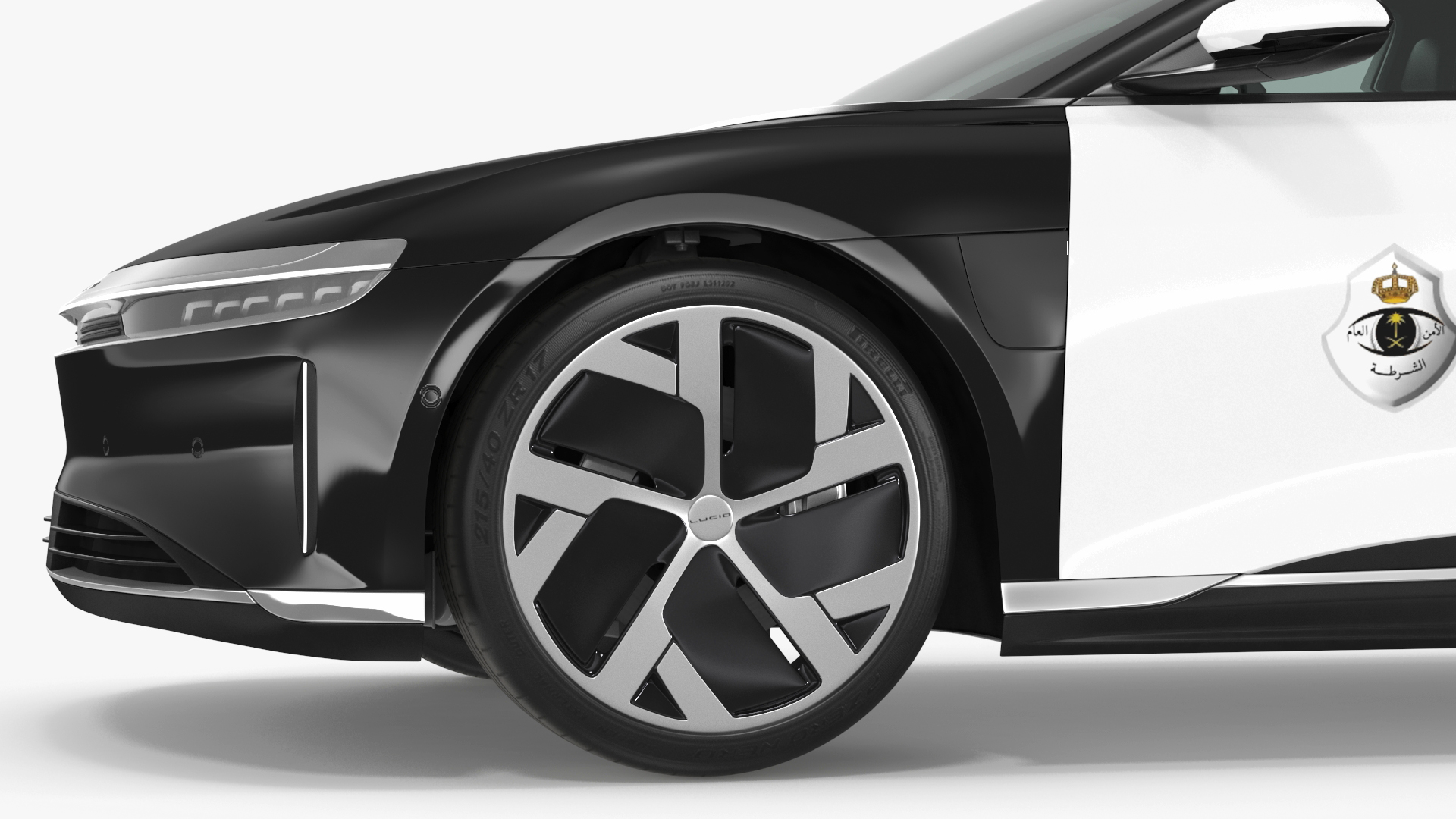 Lucid Air Electric Police Car with Drone Launch Pad Rigged for Cinema 4D 3D