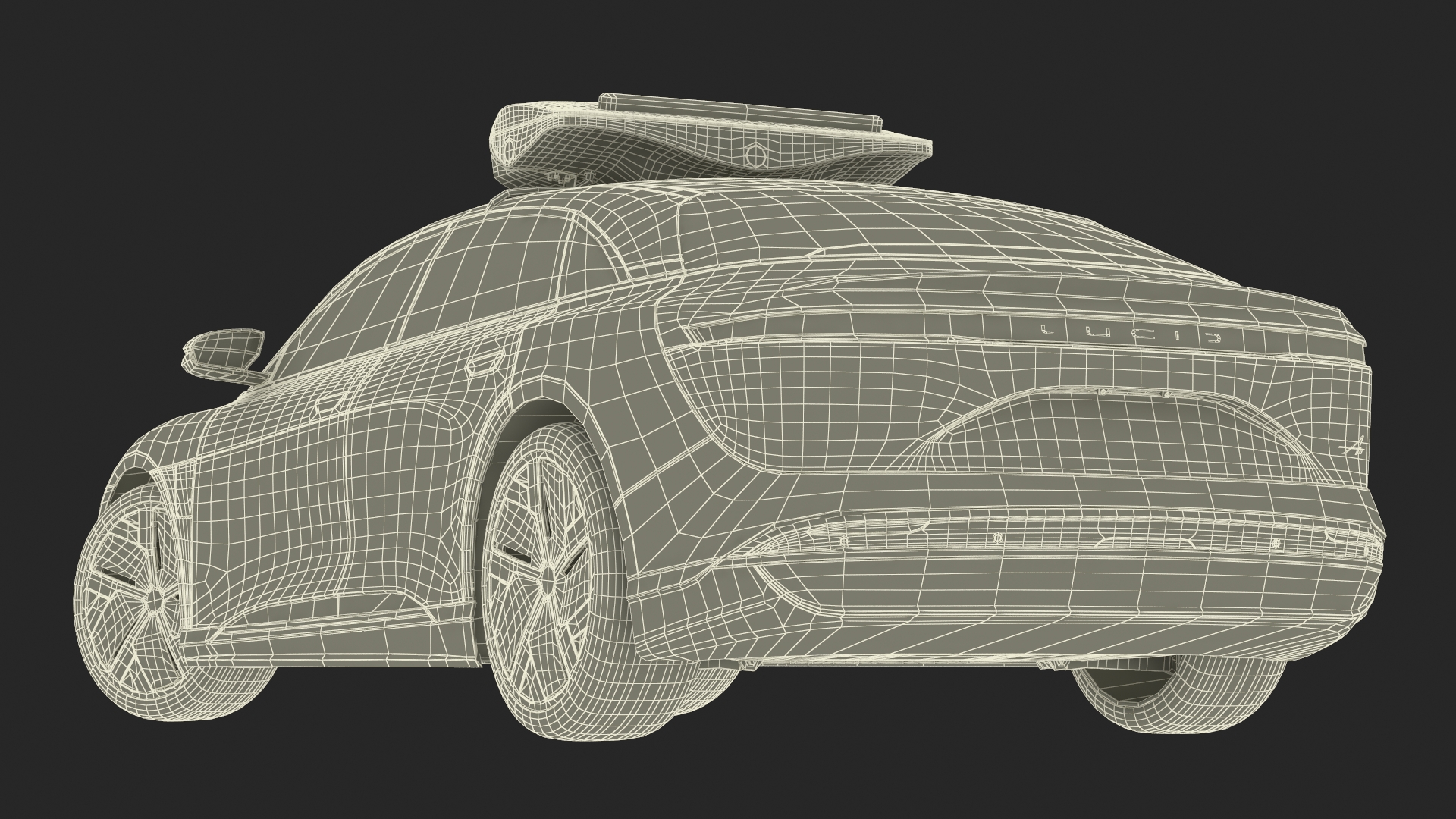 Lucid Air Electric Police Car with Drone Launch Pad Rigged for Cinema 4D 3D