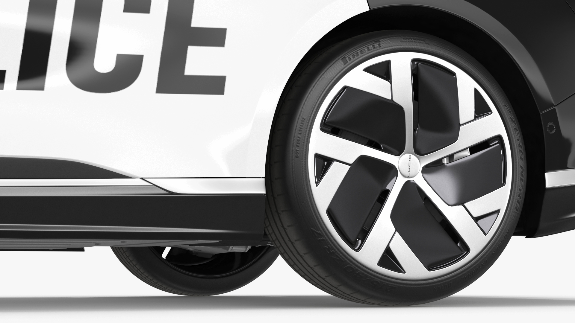 Lucid Air Electric Police Car with Drone Launch Pad Rigged for Cinema 4D 3D