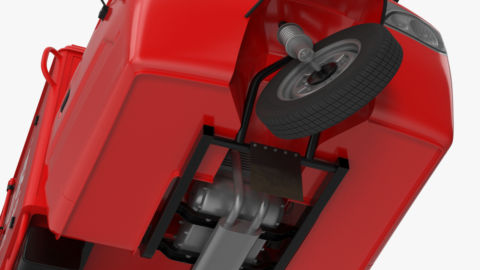 3D Delivery Trike with Close Body Red Rigged