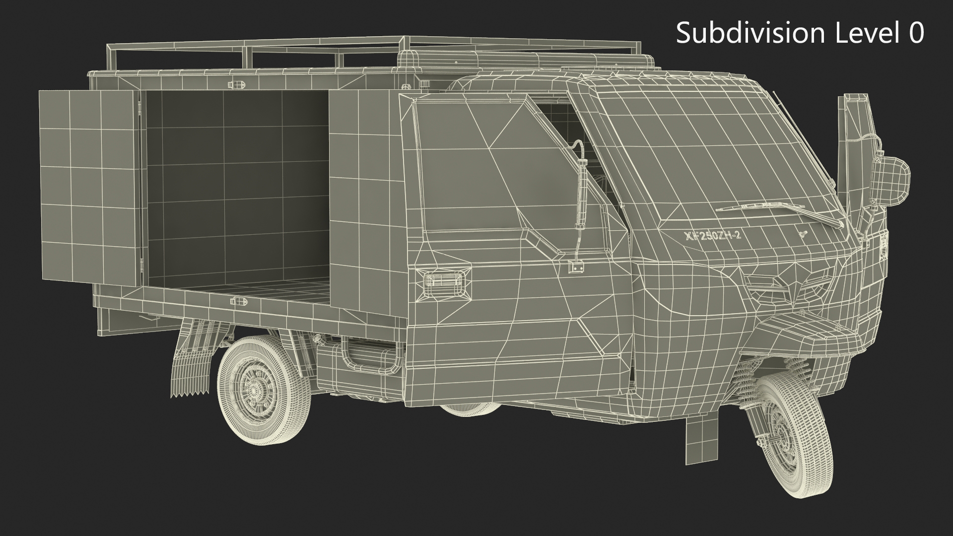3D Delivery Trike with Close Body Red Rigged