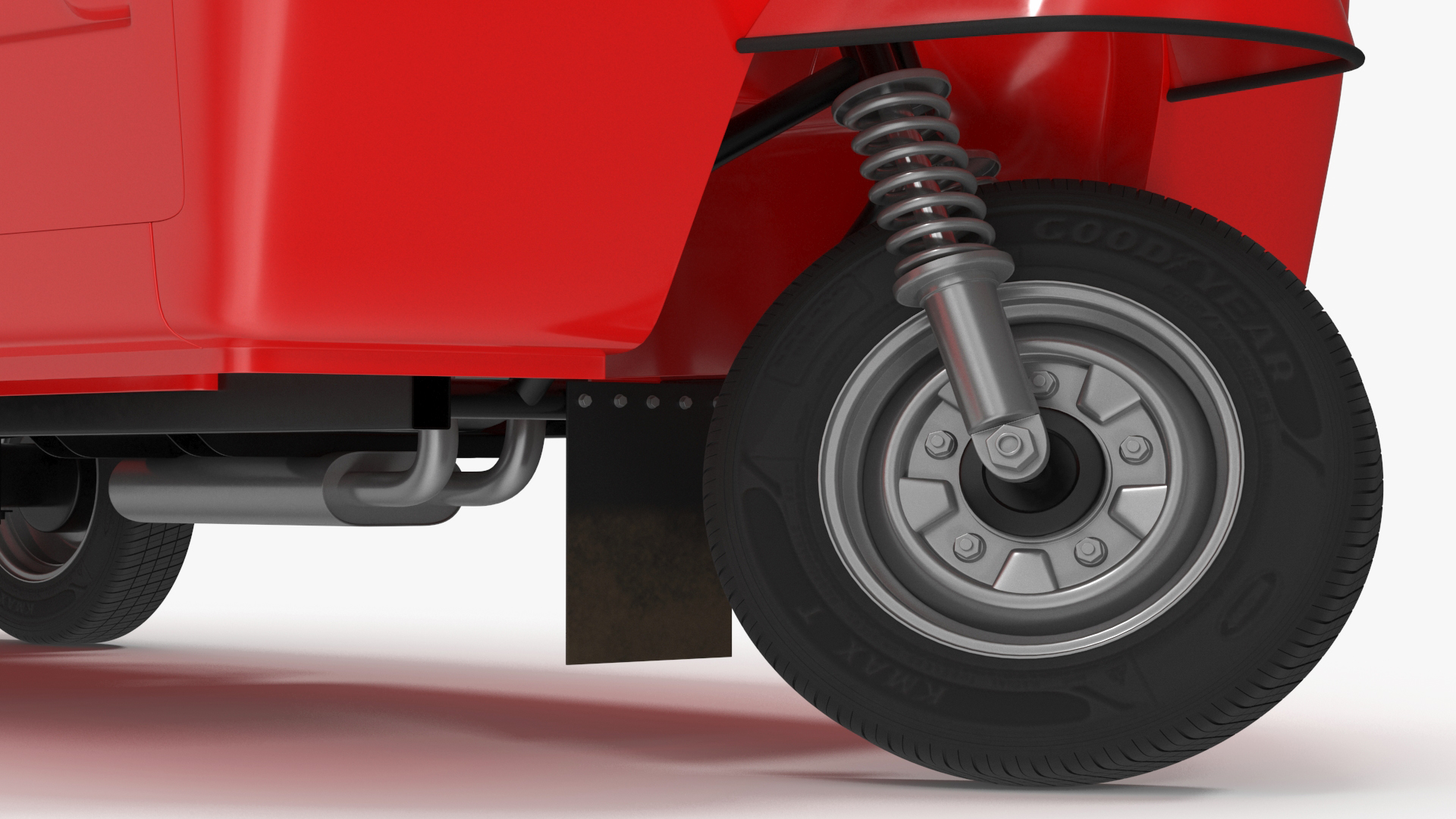 3D Delivery Trike with Close Body Red Rigged