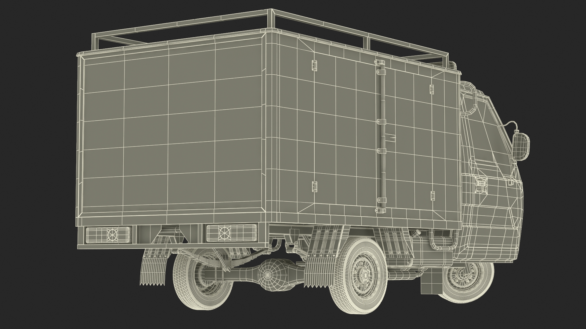3D Delivery Trike with Close Body Red Rigged