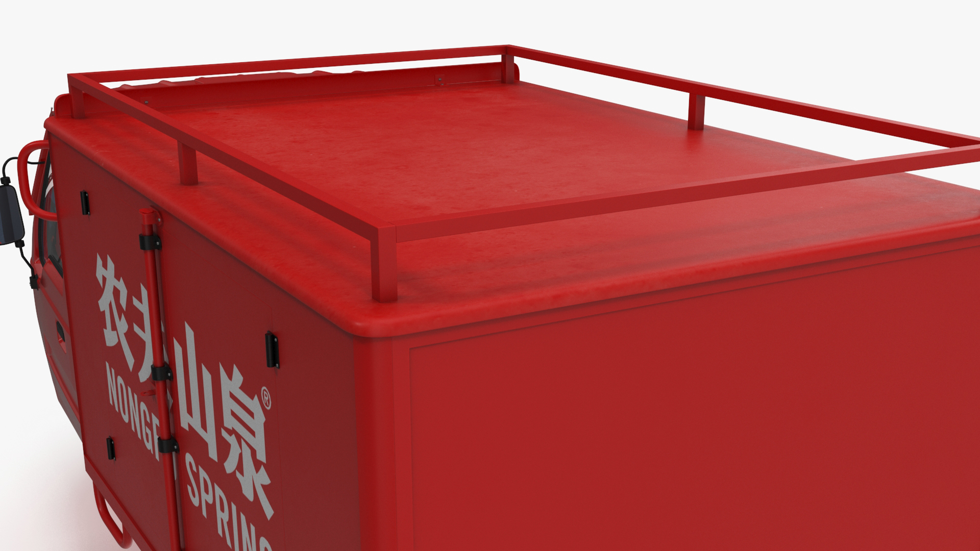 3D Delivery Trike with Close Body Red Rigged
