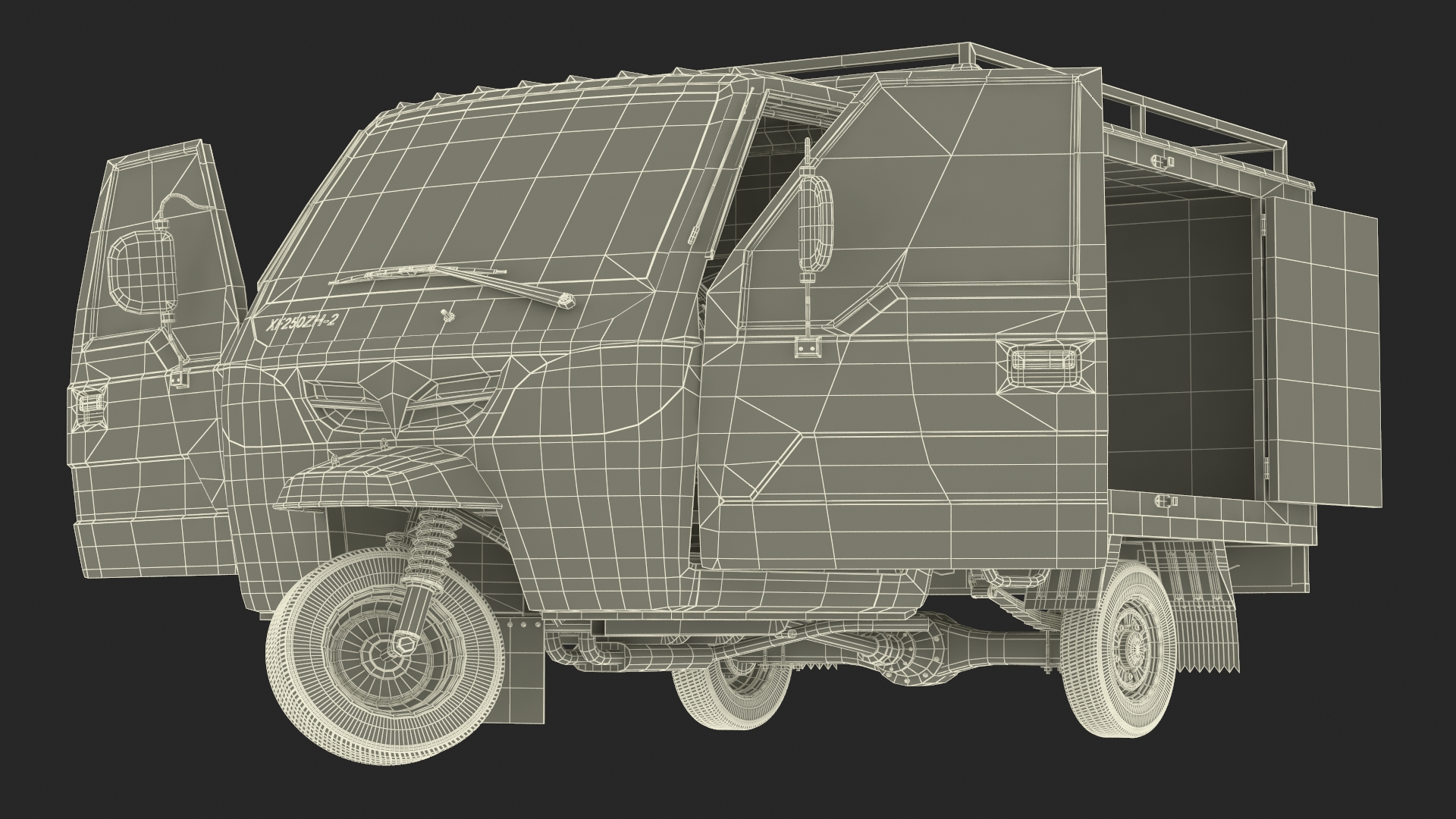 3D Delivery Trike with Close Body Red Rigged