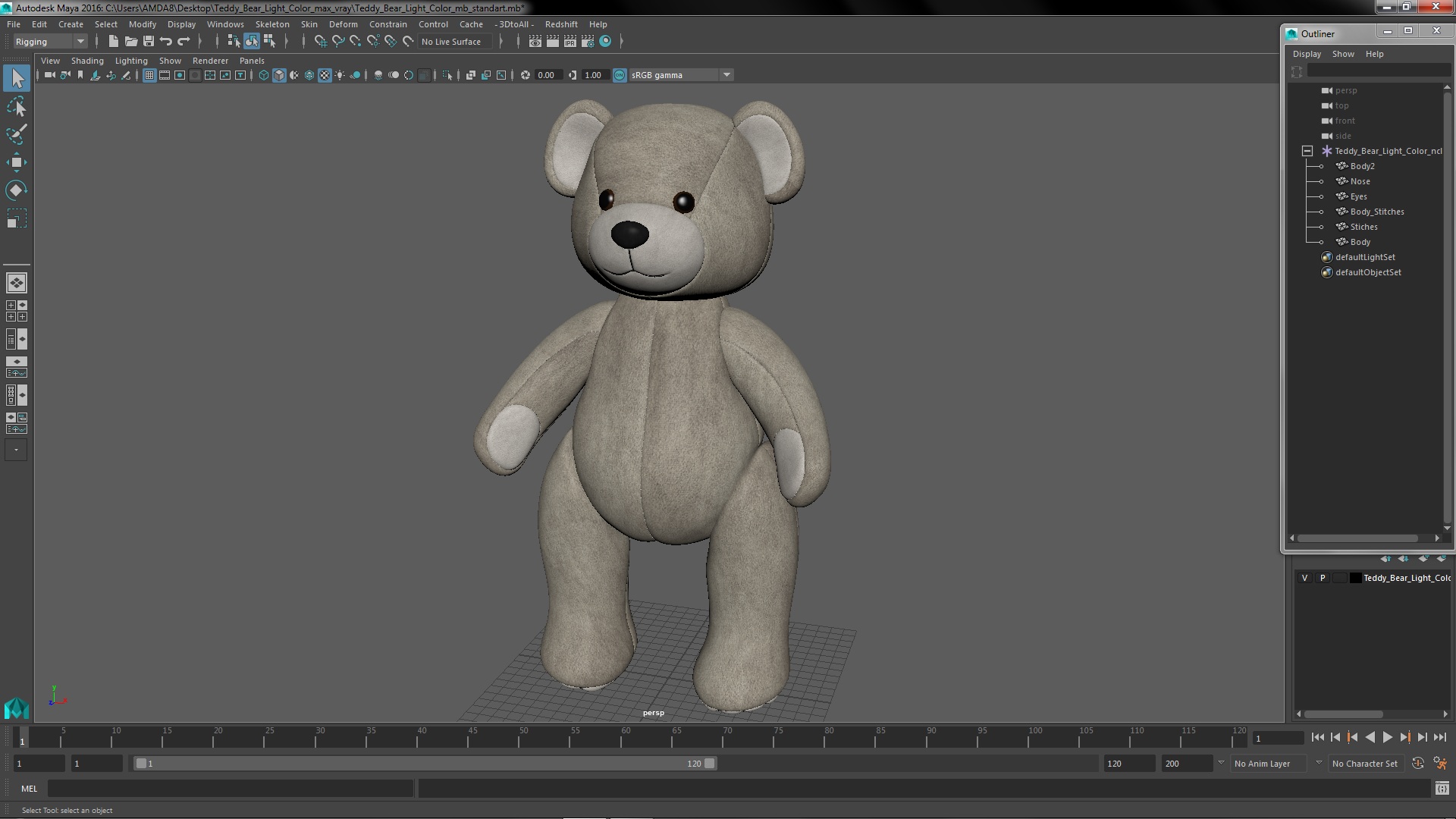 Teddy Bear Light Color 3D