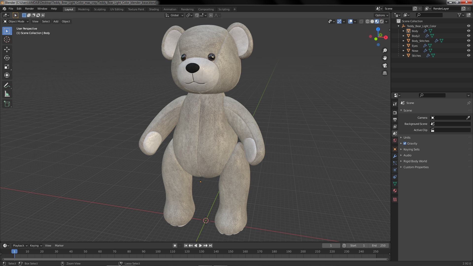 Teddy Bear Light Color 3D