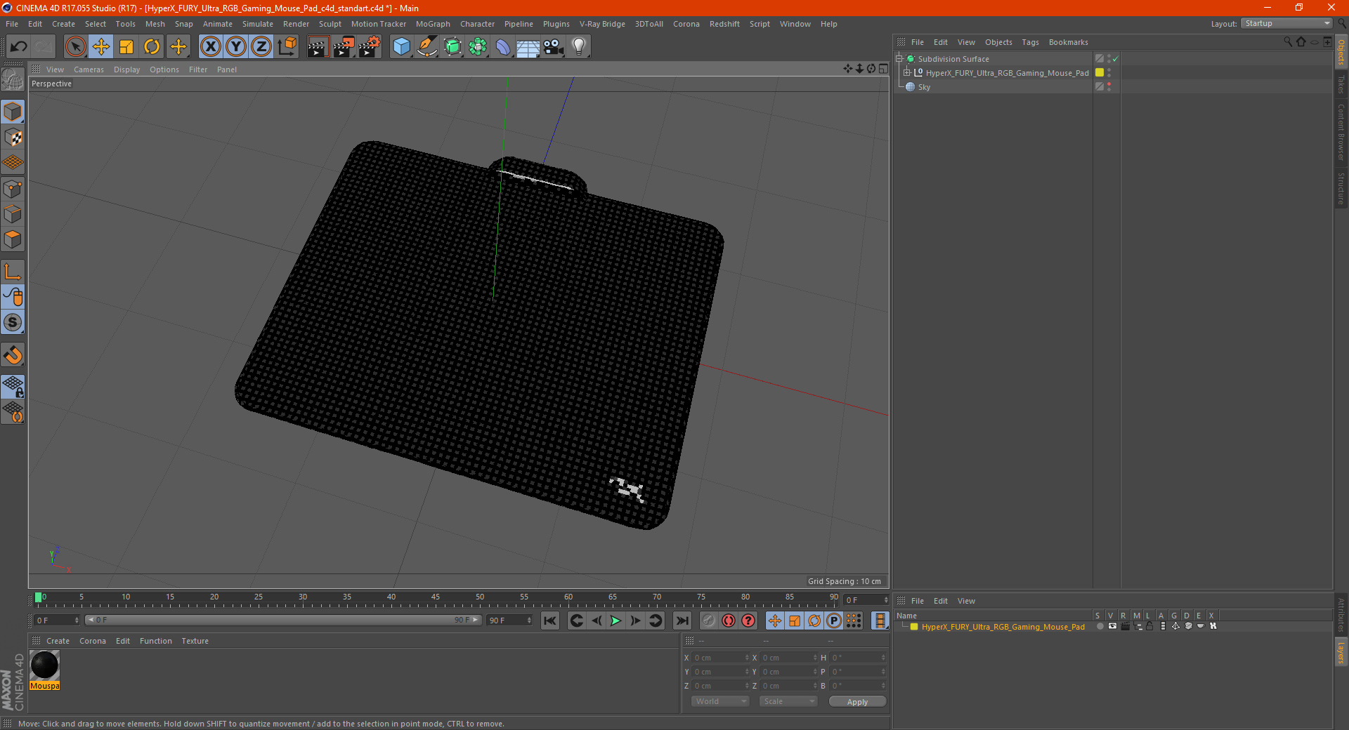 3D HyperX FURY Ultra RGB Gaming Mouse Pad model