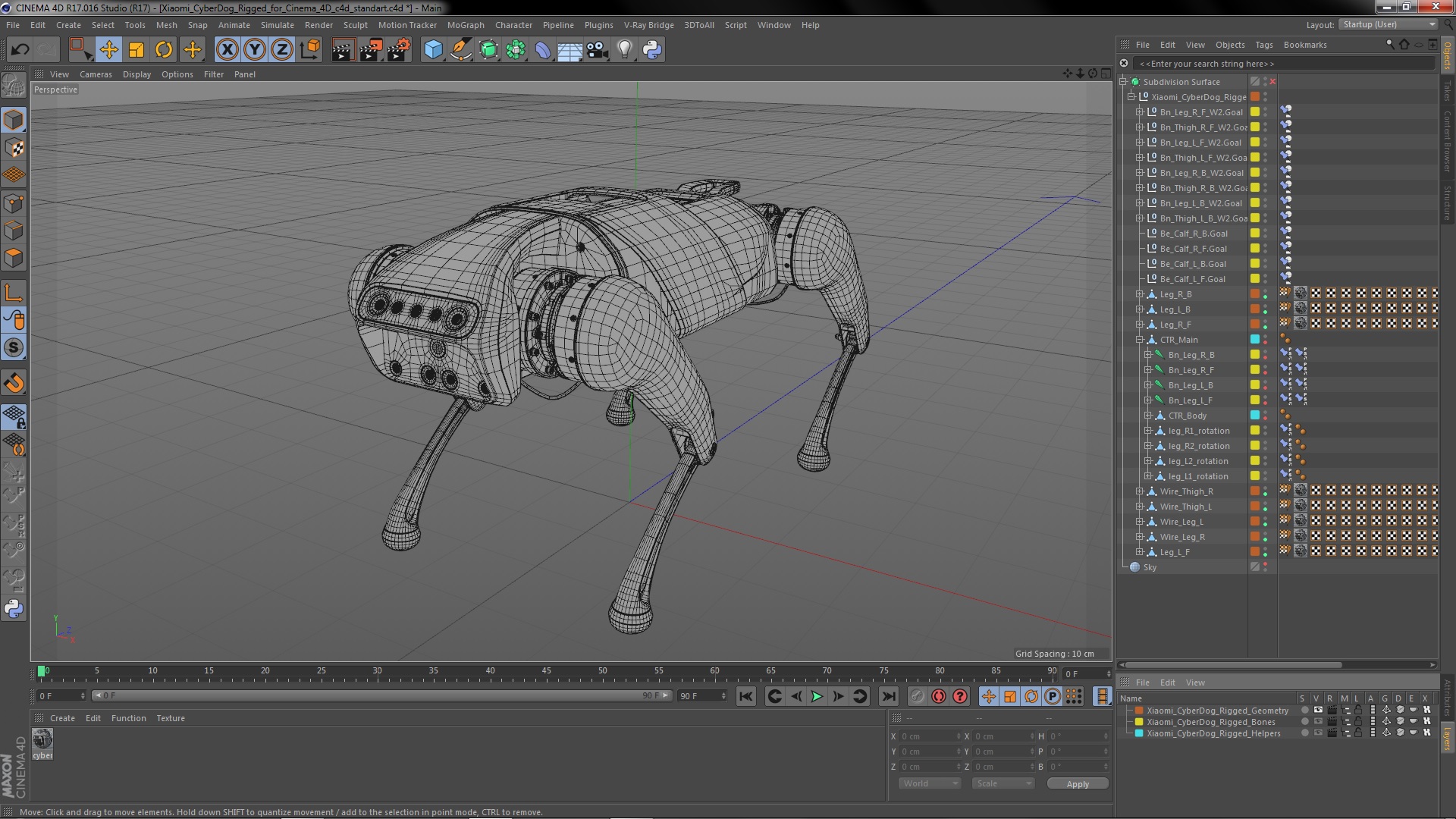 3D Xiaomi Cyberdog Rigged for Cinema 4D