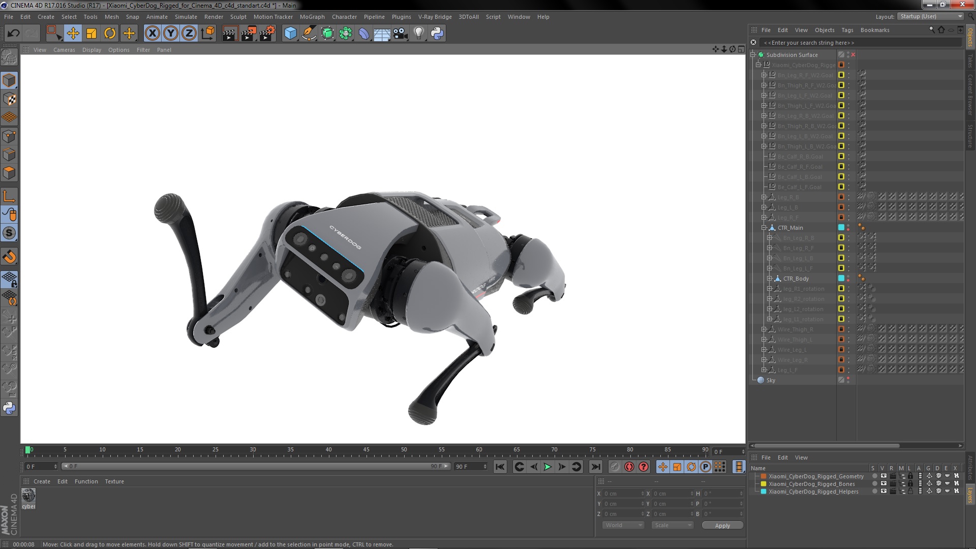 3D Xiaomi Cyberdog Rigged for Cinema 4D