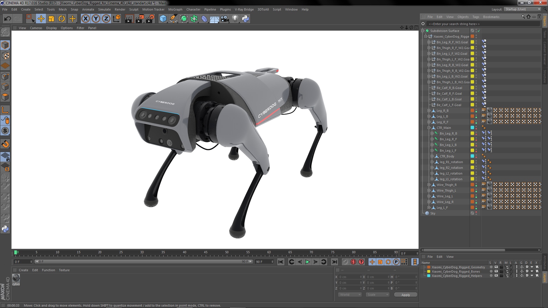 3D Xiaomi Cyberdog Rigged for Cinema 4D