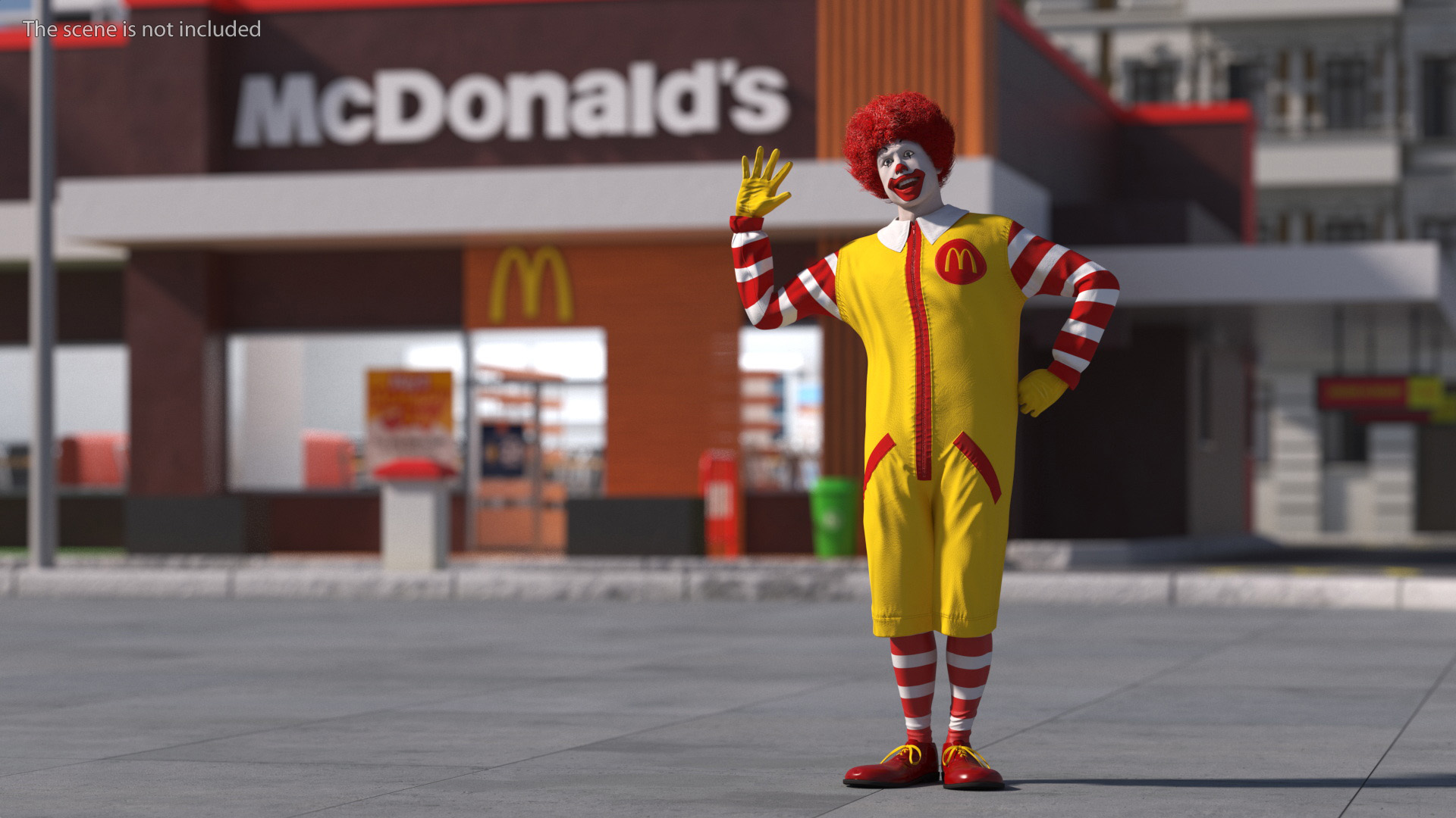 3D Ronald McDonald Waving Pose Fur