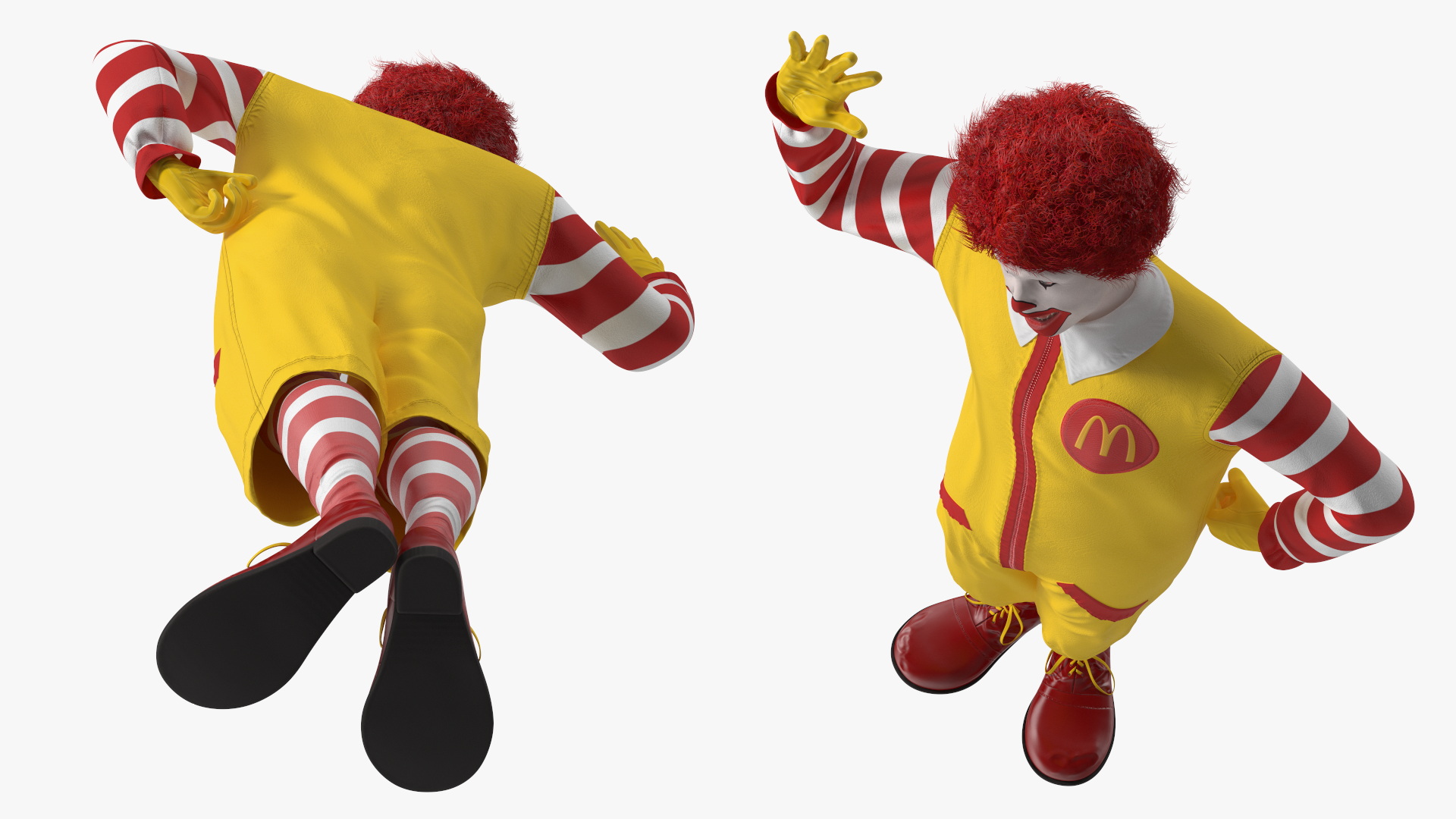 3D Ronald McDonald Waving Pose Fur