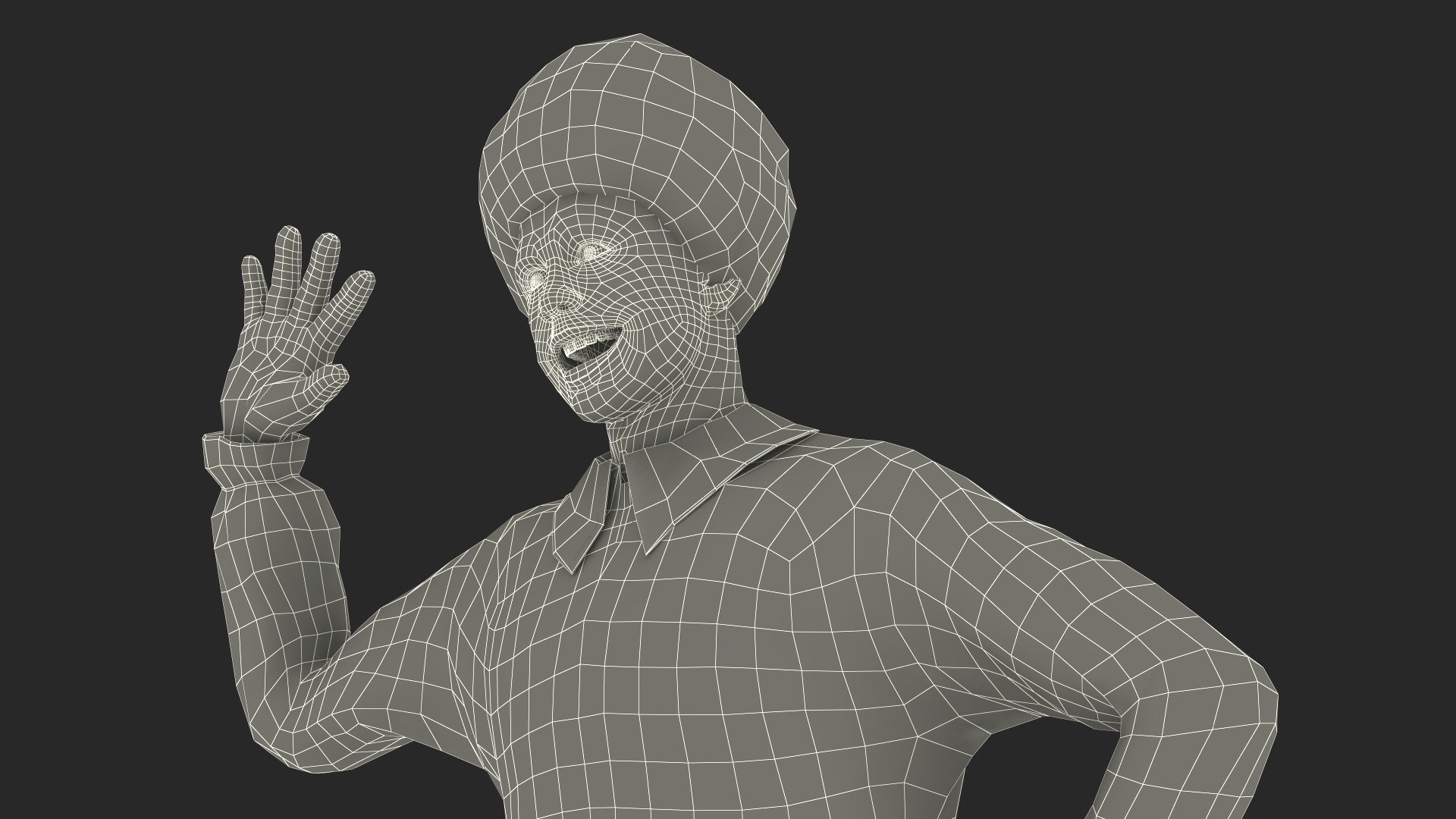 3D Ronald McDonald Waving Pose Fur