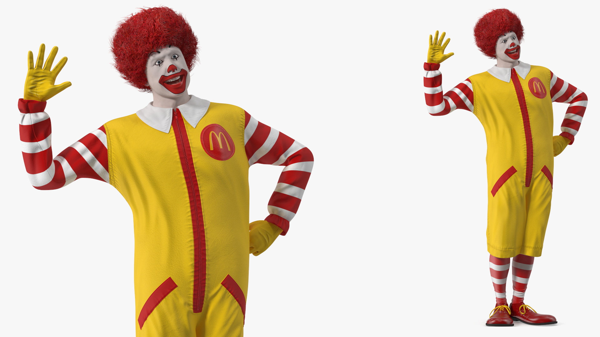 3D Ronald McDonald Waving Pose Fur