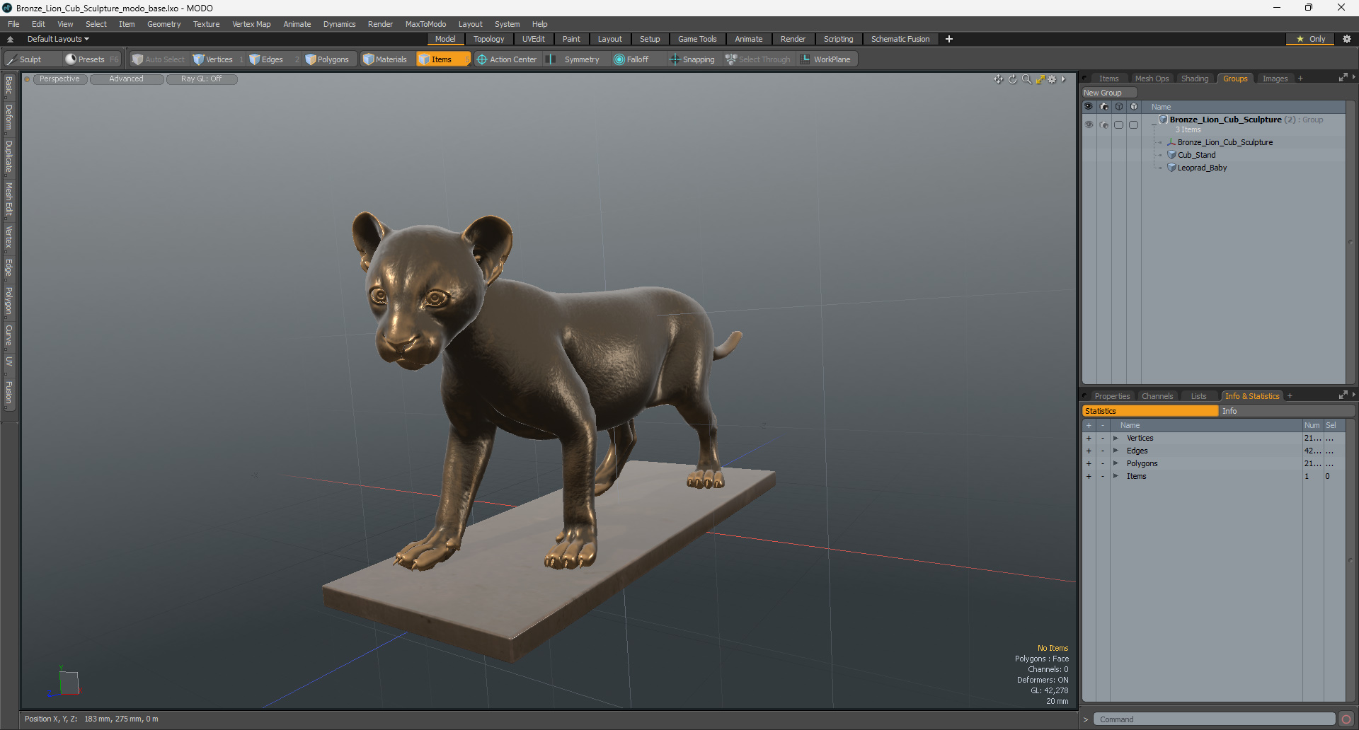 3D model Bronze Lion Cub Sculpture