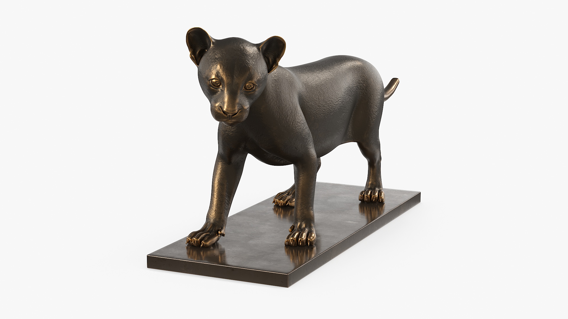 3D model Bronze Lion Cub Sculpture