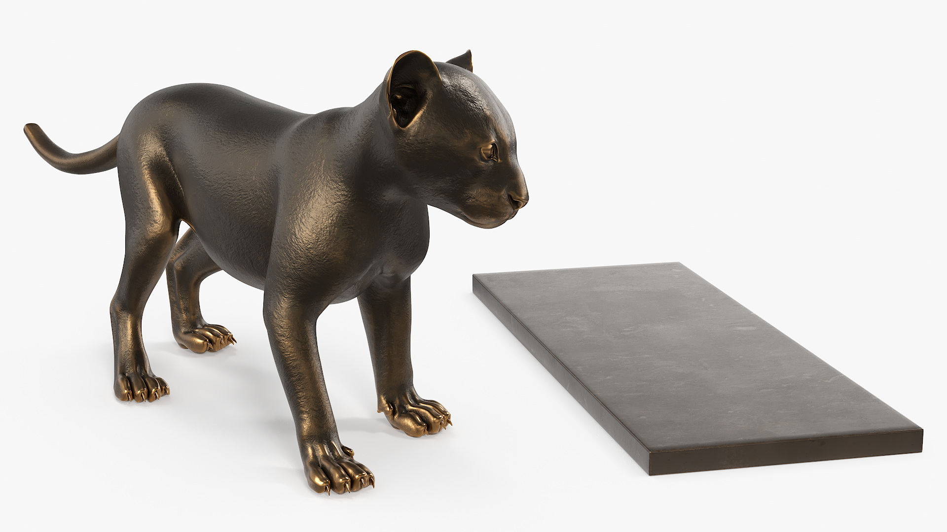 3D model Bronze Lion Cub Sculpture
