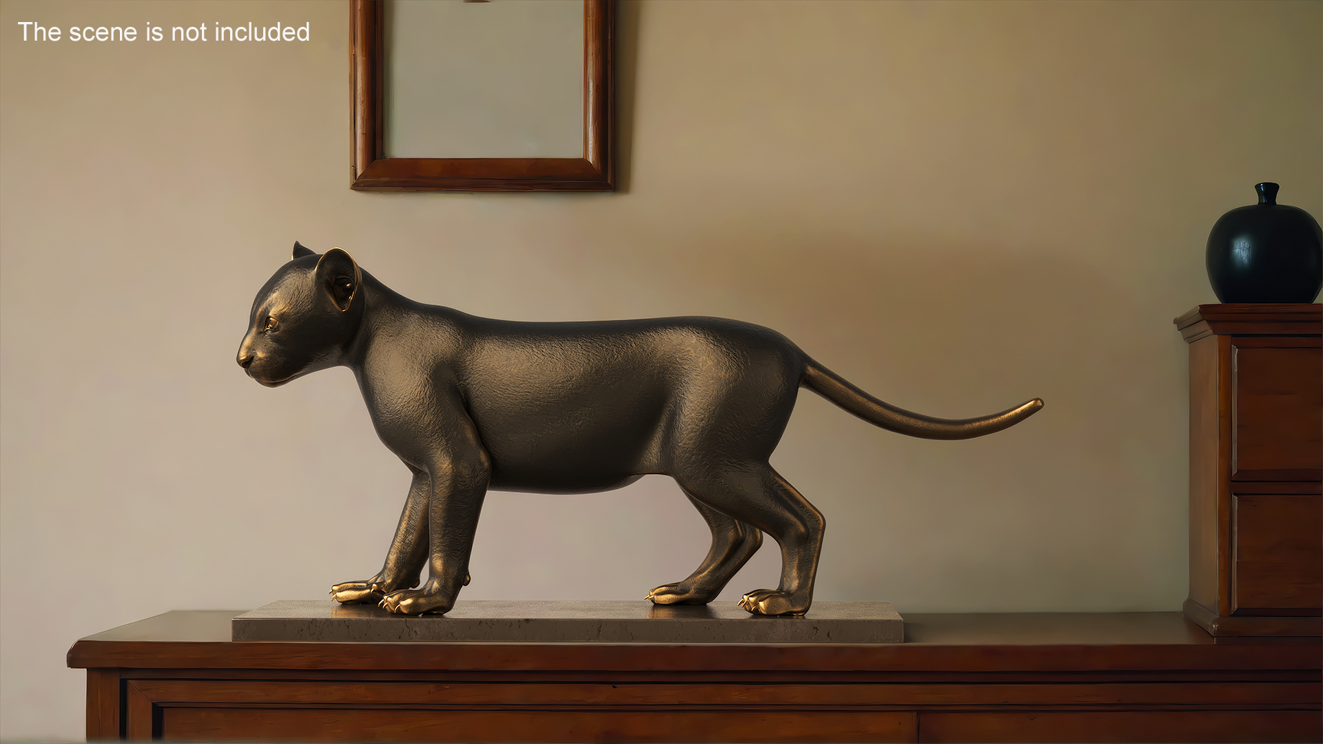 3D model Bronze Lion Cub Sculpture