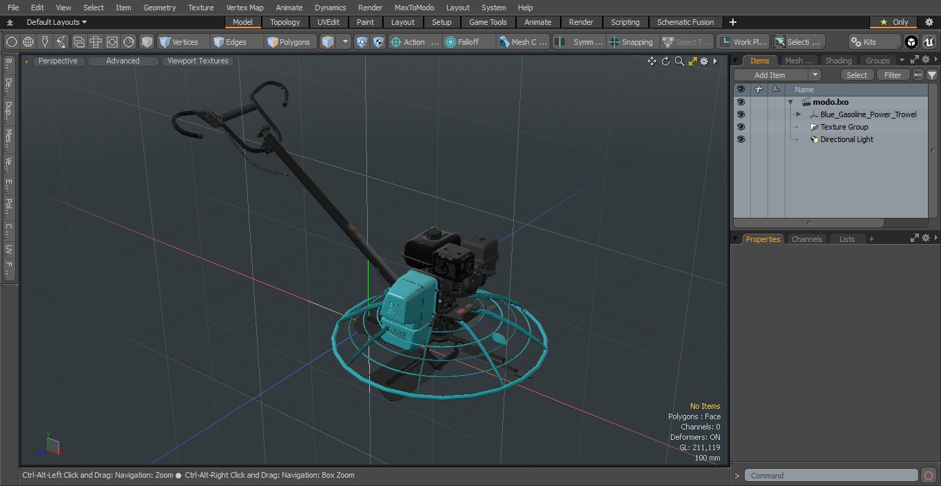 3D Blue Gasoline Power Trowel