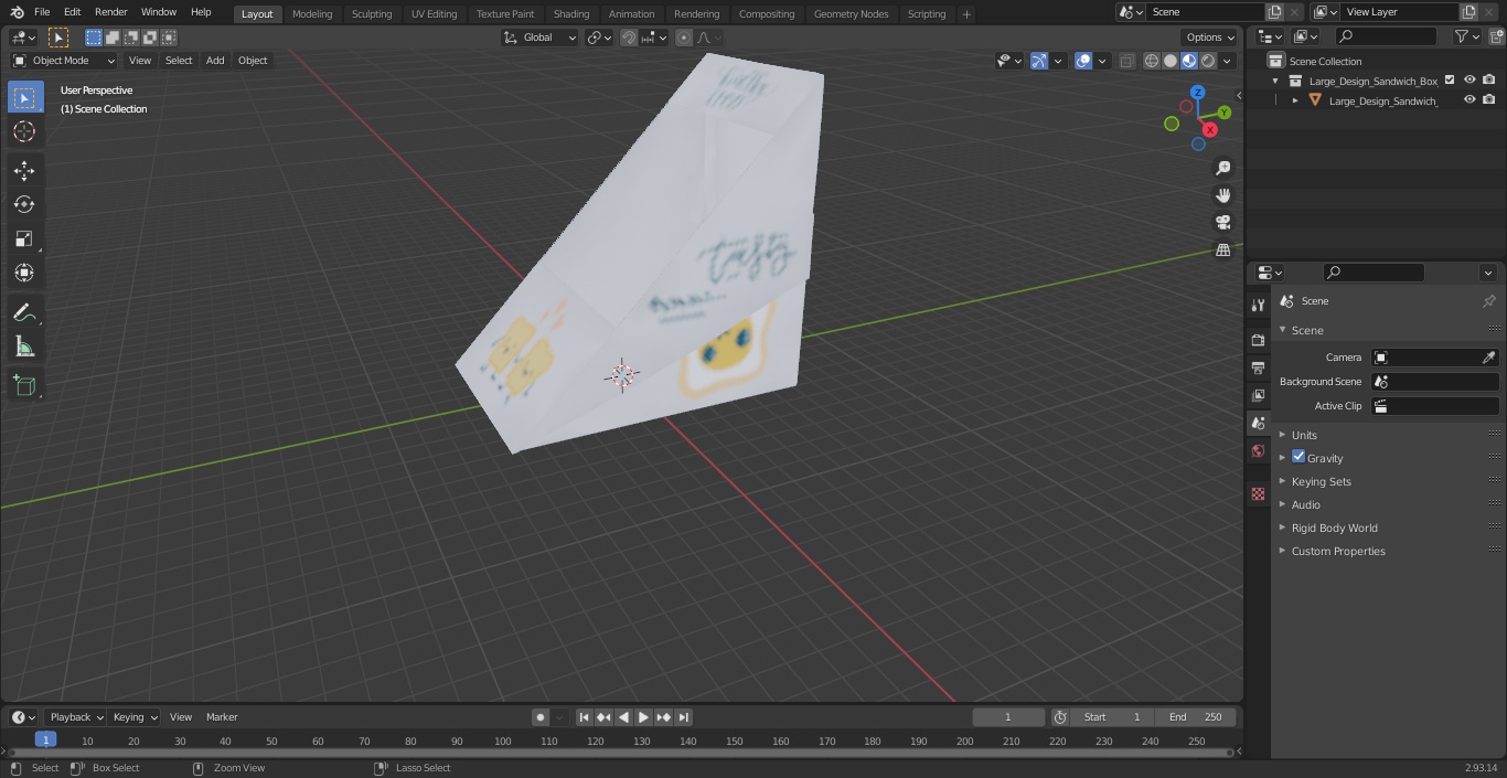 3D model Large Design Sandwich Box