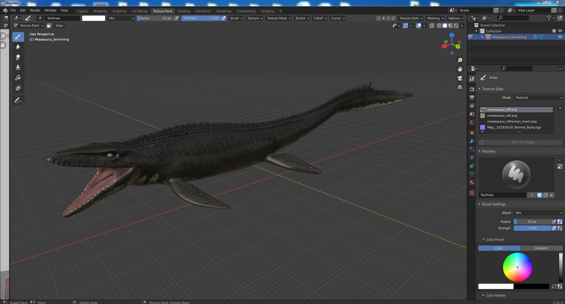 Mosasaurus Swimming 3D model