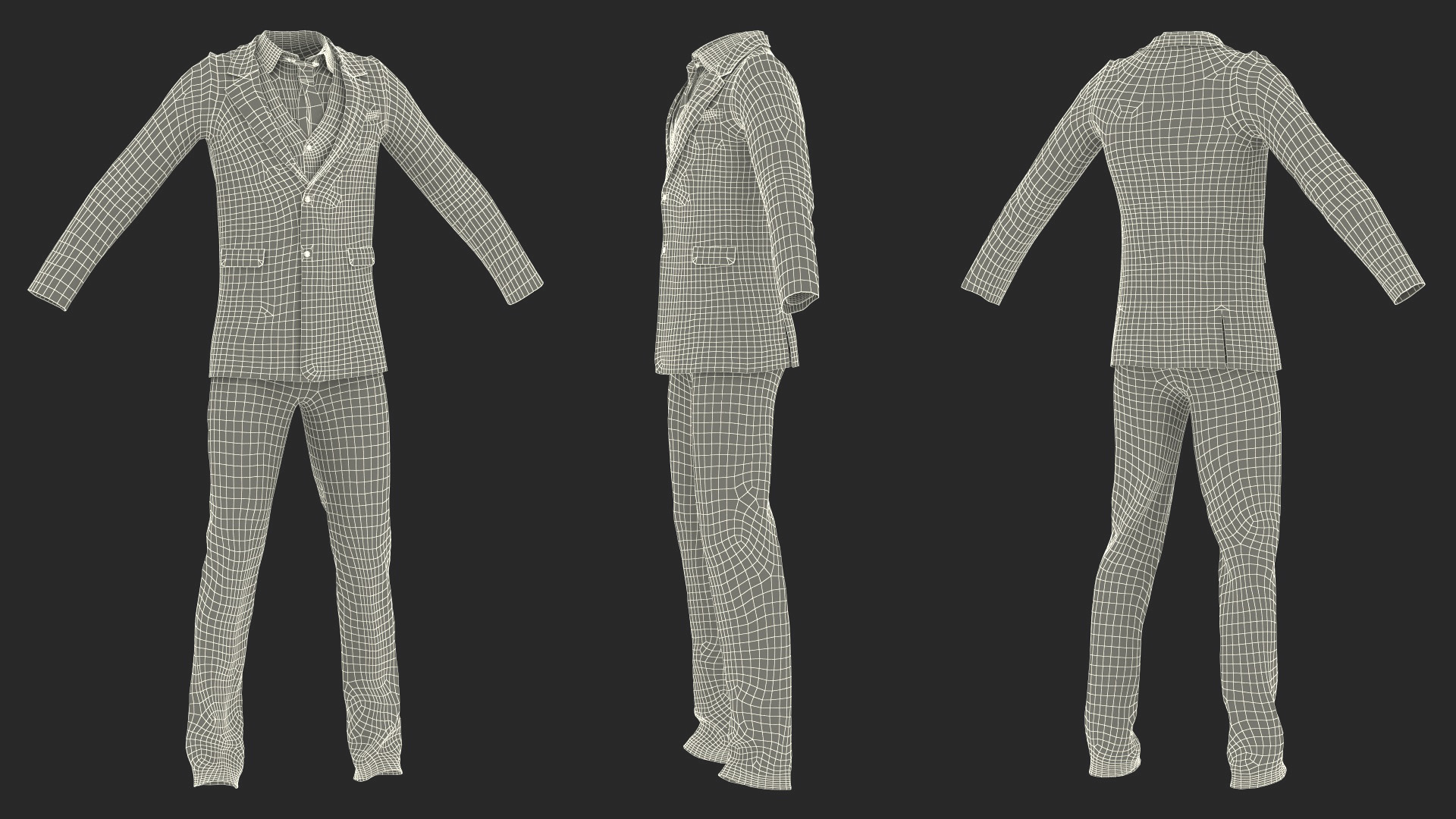 3D Pinstripe Suit with Tie model