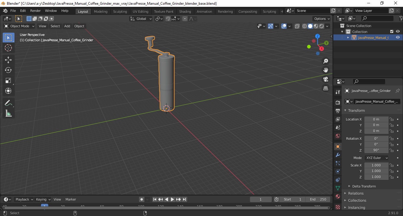JavaPresse Manual Coffee Grinder 3D