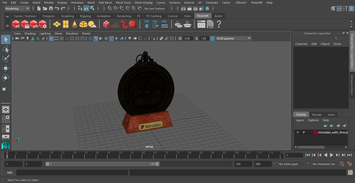 Astrolabe with Wooden Stand 3D