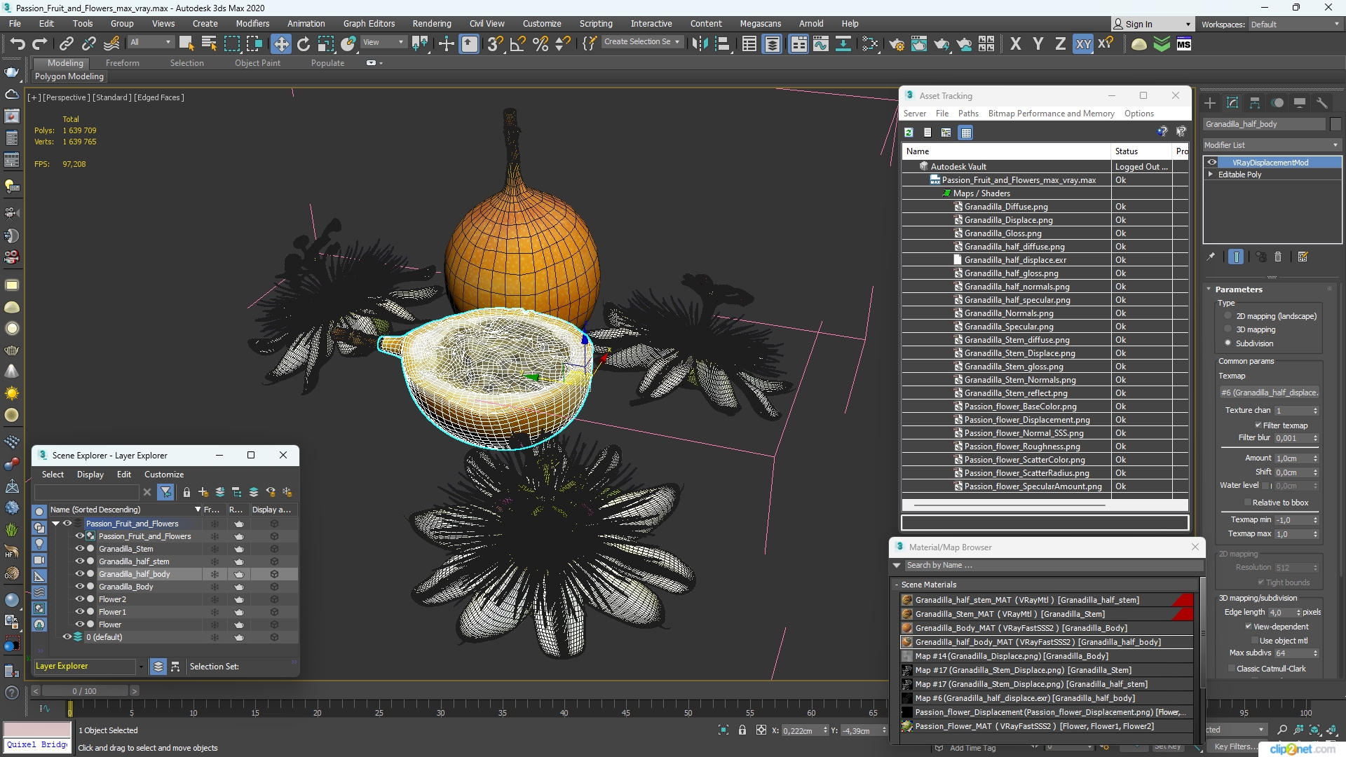 3D model Passion Fruit and Flowers