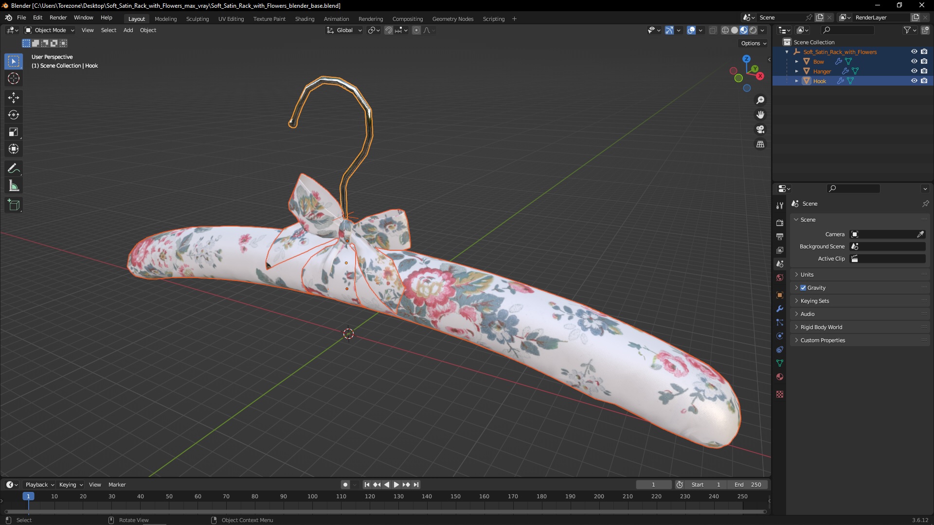 3D Soft Satin Rack with Flowers model