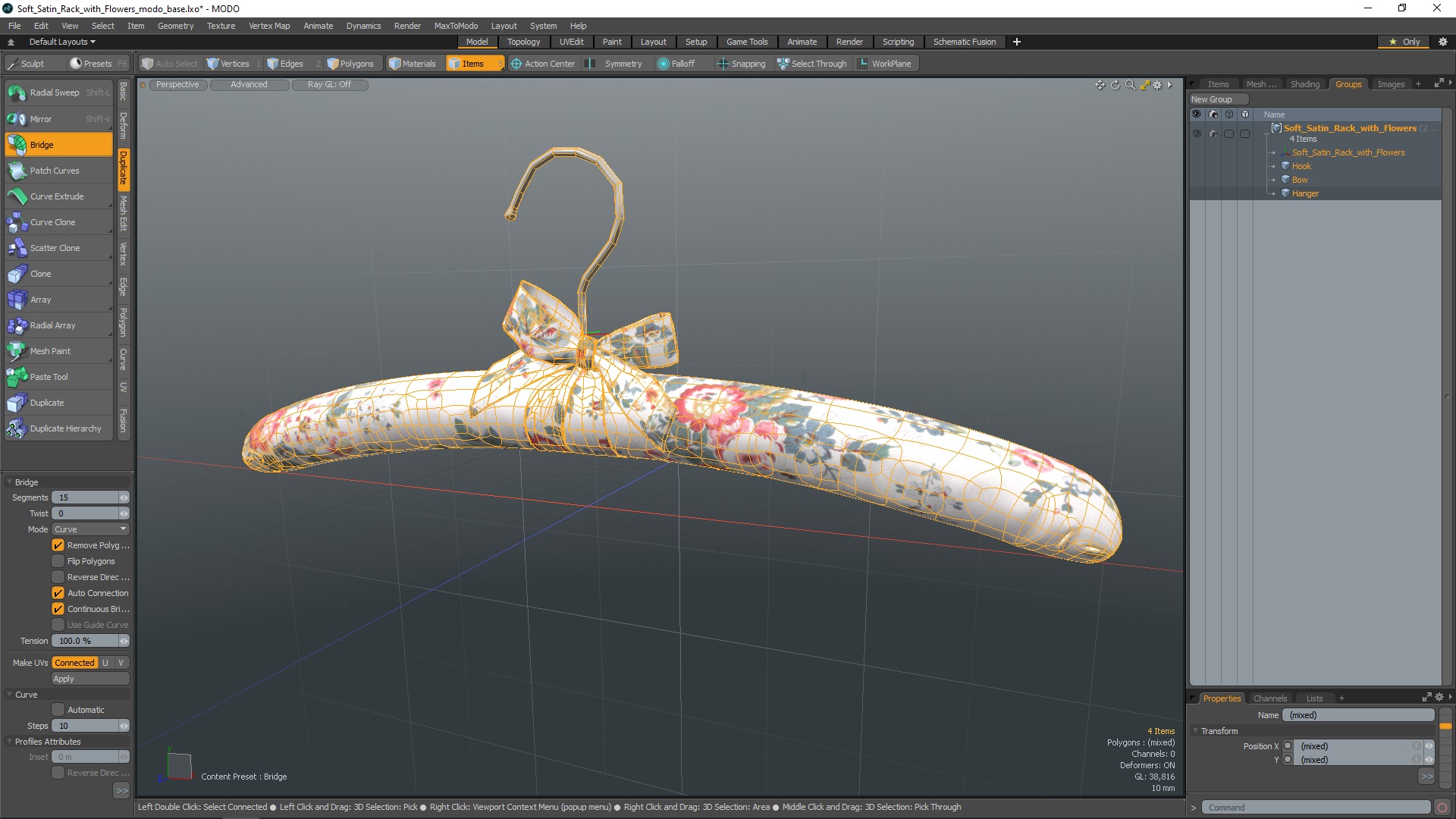 3D Soft Satin Rack with Flowers model