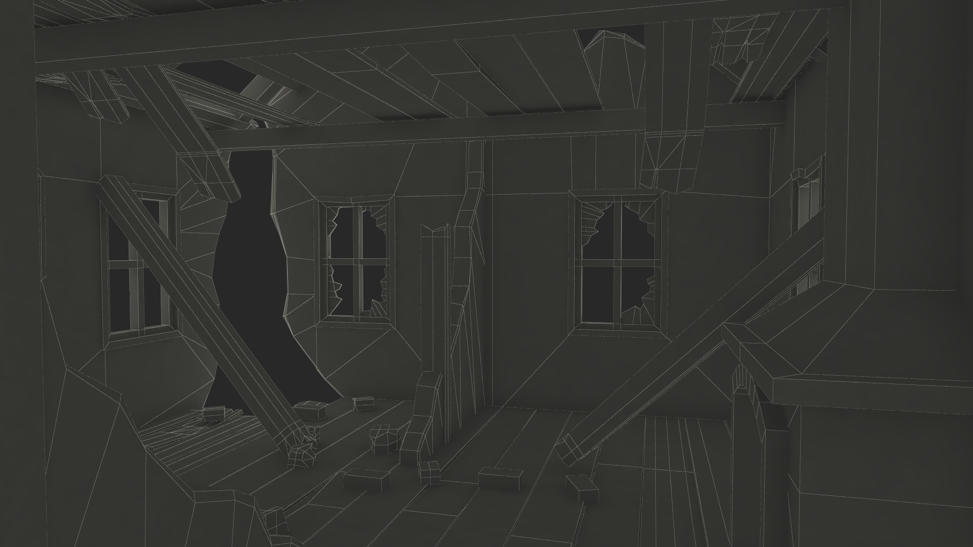 Destroyed Building Country House 3D