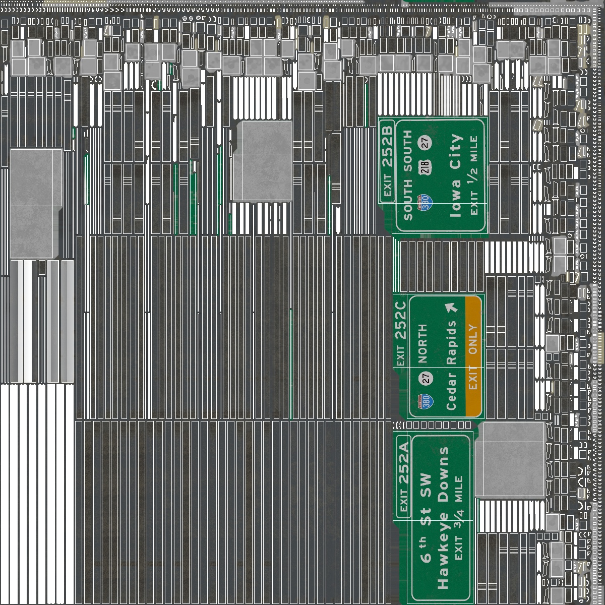 Traffic Gantry with Route Signs Game Ready, view 10
