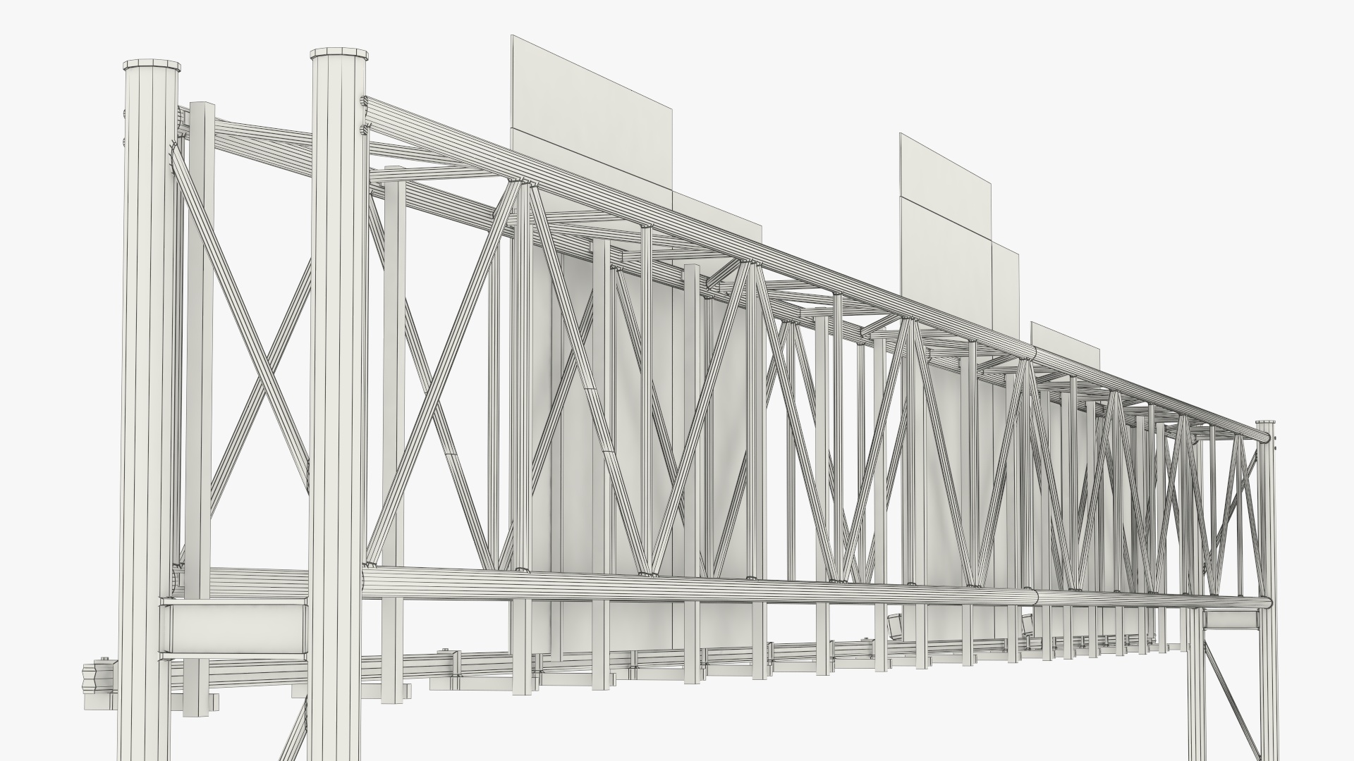 Traffic Gantry with Route Signs Game Ready, view 9