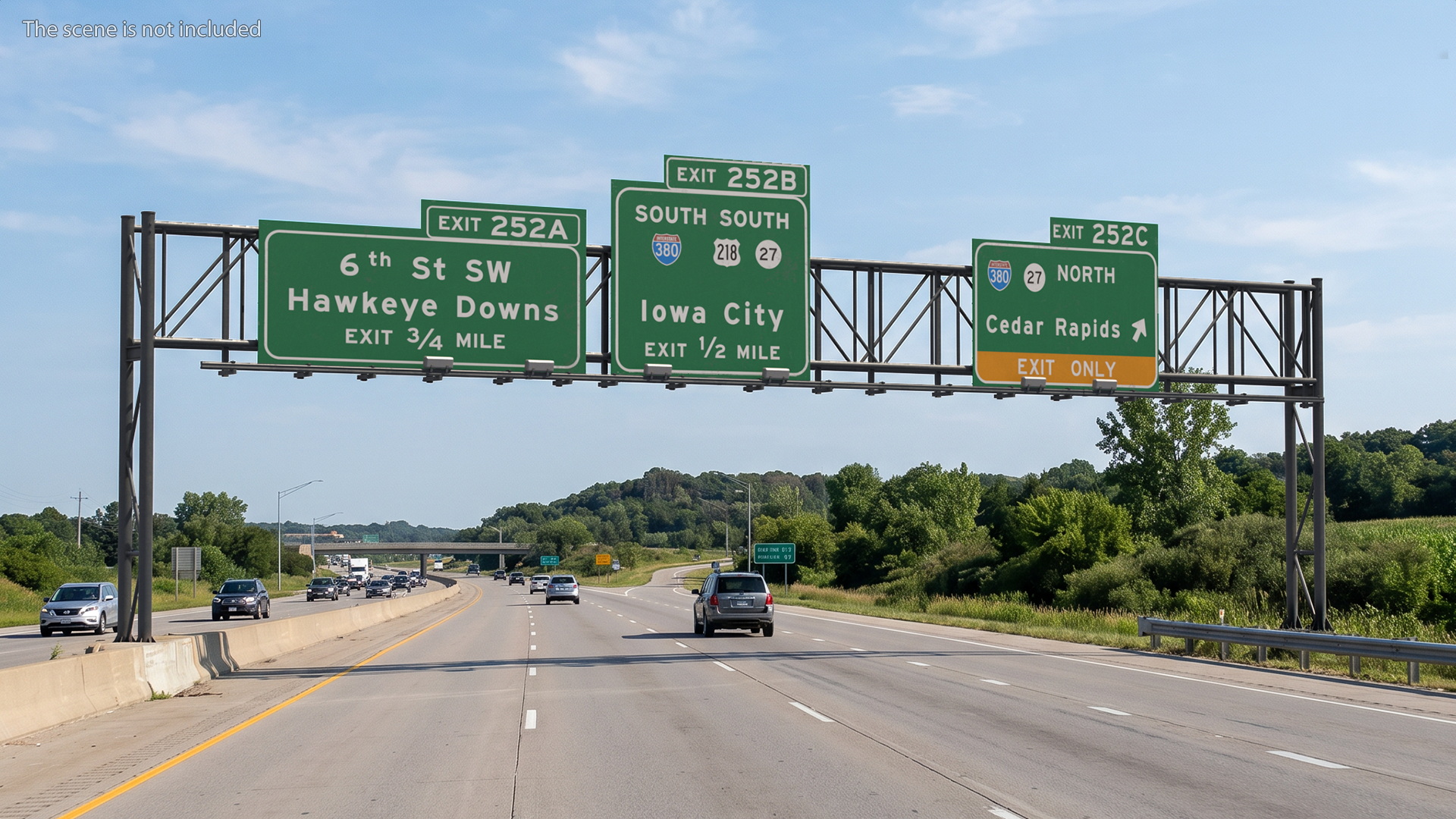 Traffic Gantry with Route Signs Game Ready