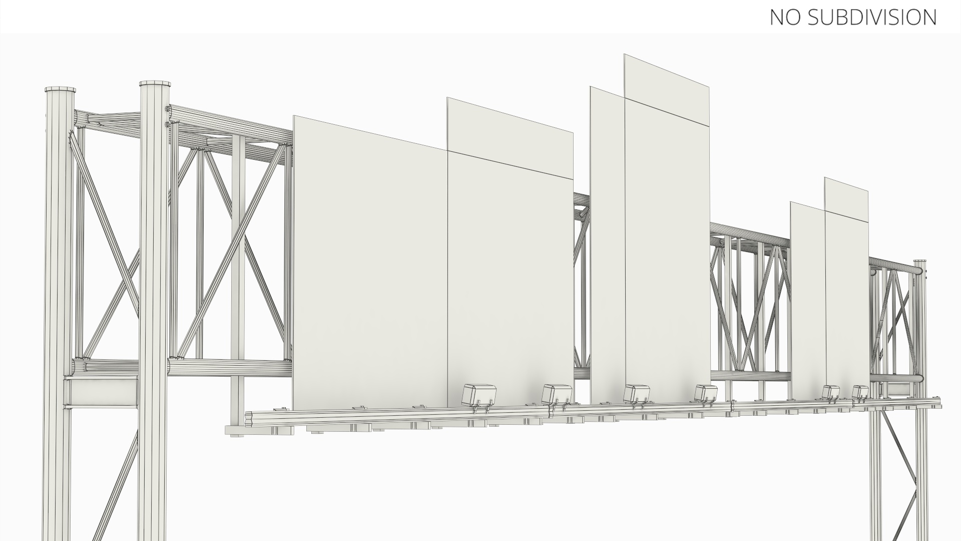 Traffic Gantry with Route Signs Game Ready, view 7
