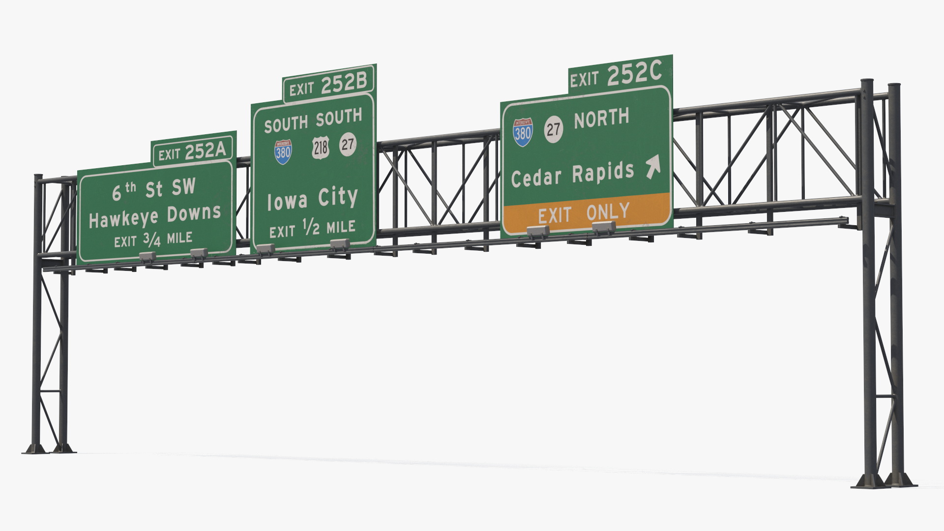 Traffic Gantry with Route Signs Game Ready, view 2