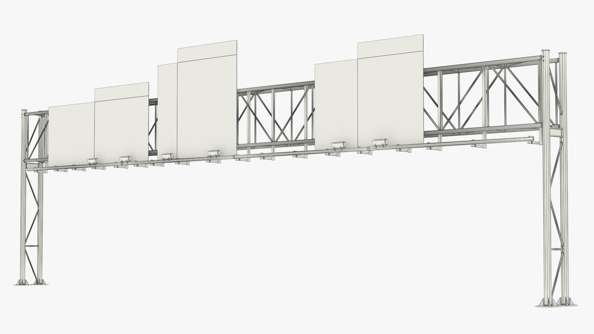 Traffic Gantry with Route Signs Game Ready, view 8