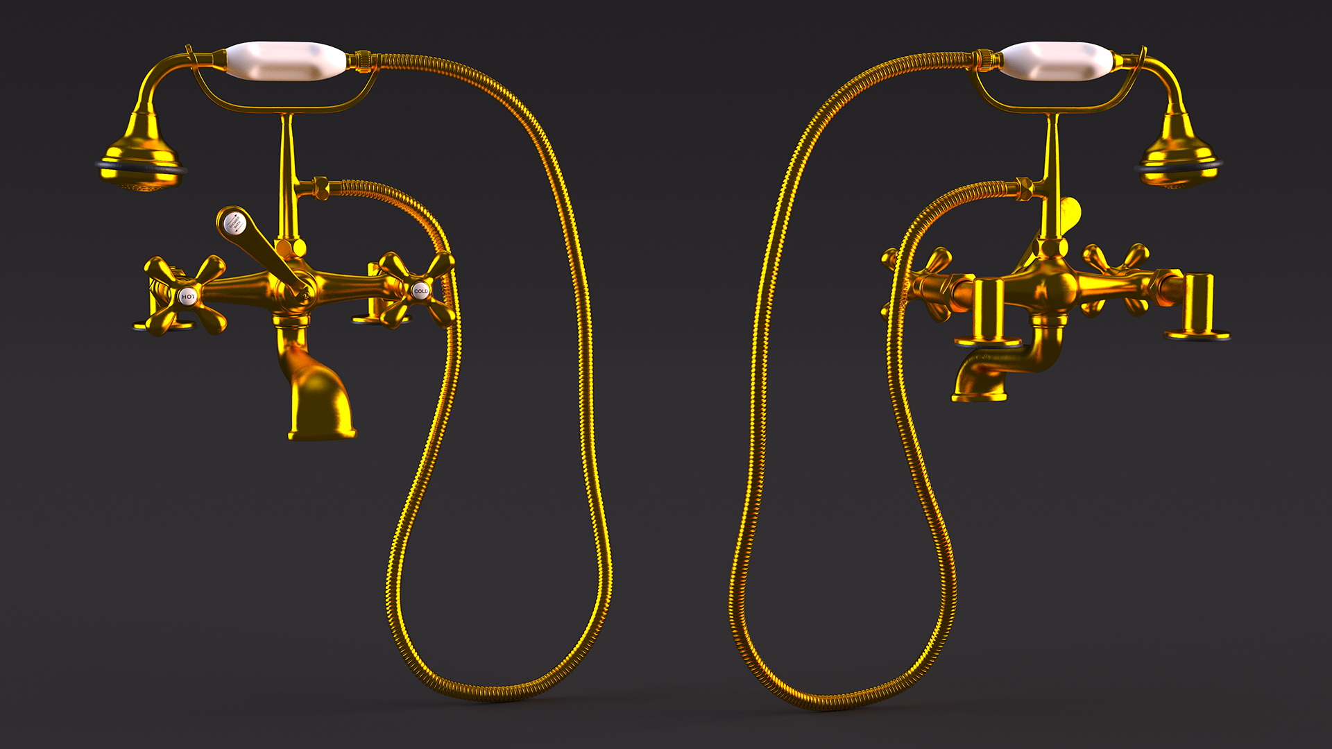 3D model Classic Bath Shower Mixer Gold