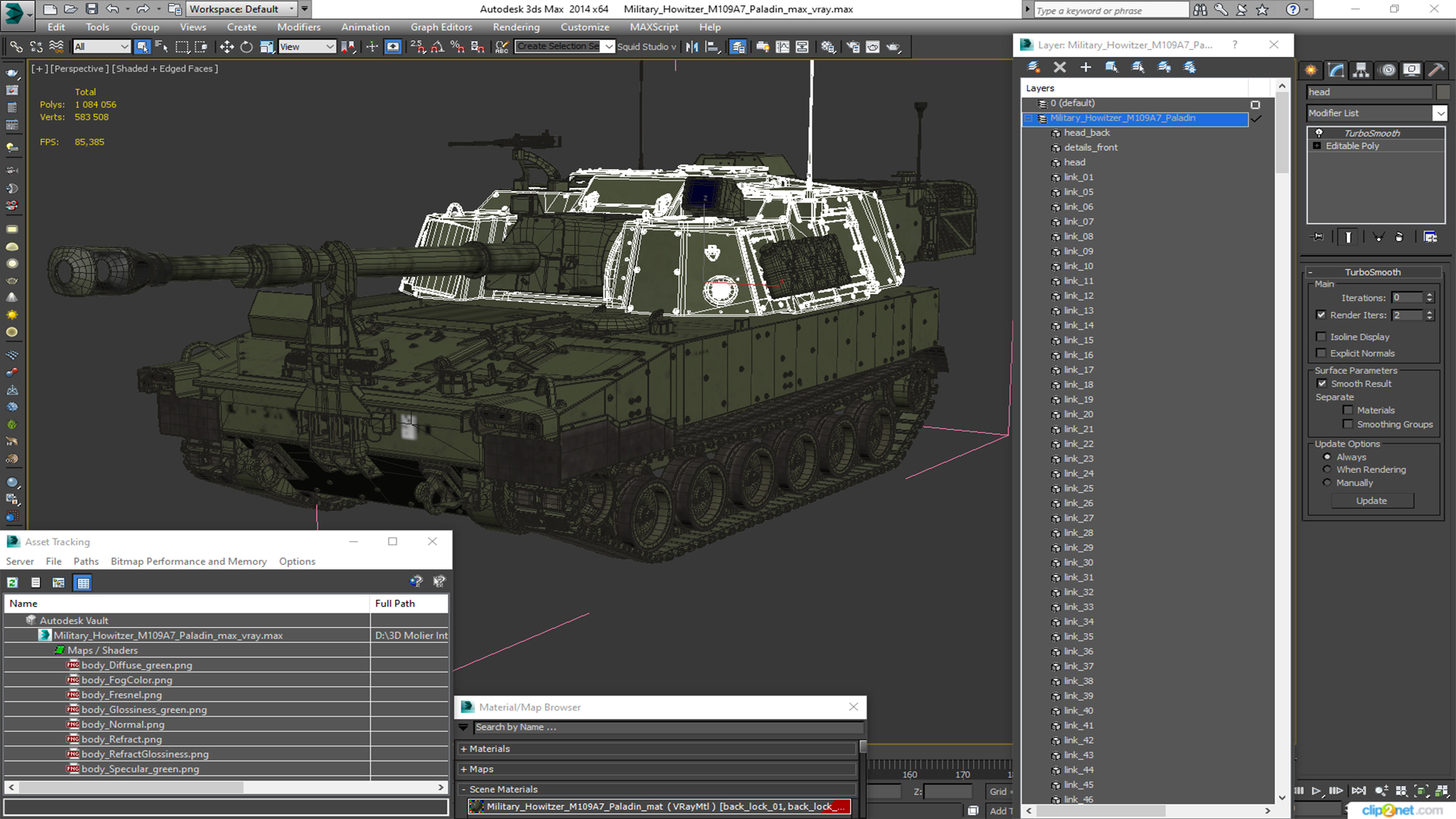 Military Howitzer M109A7 Paladin 3D