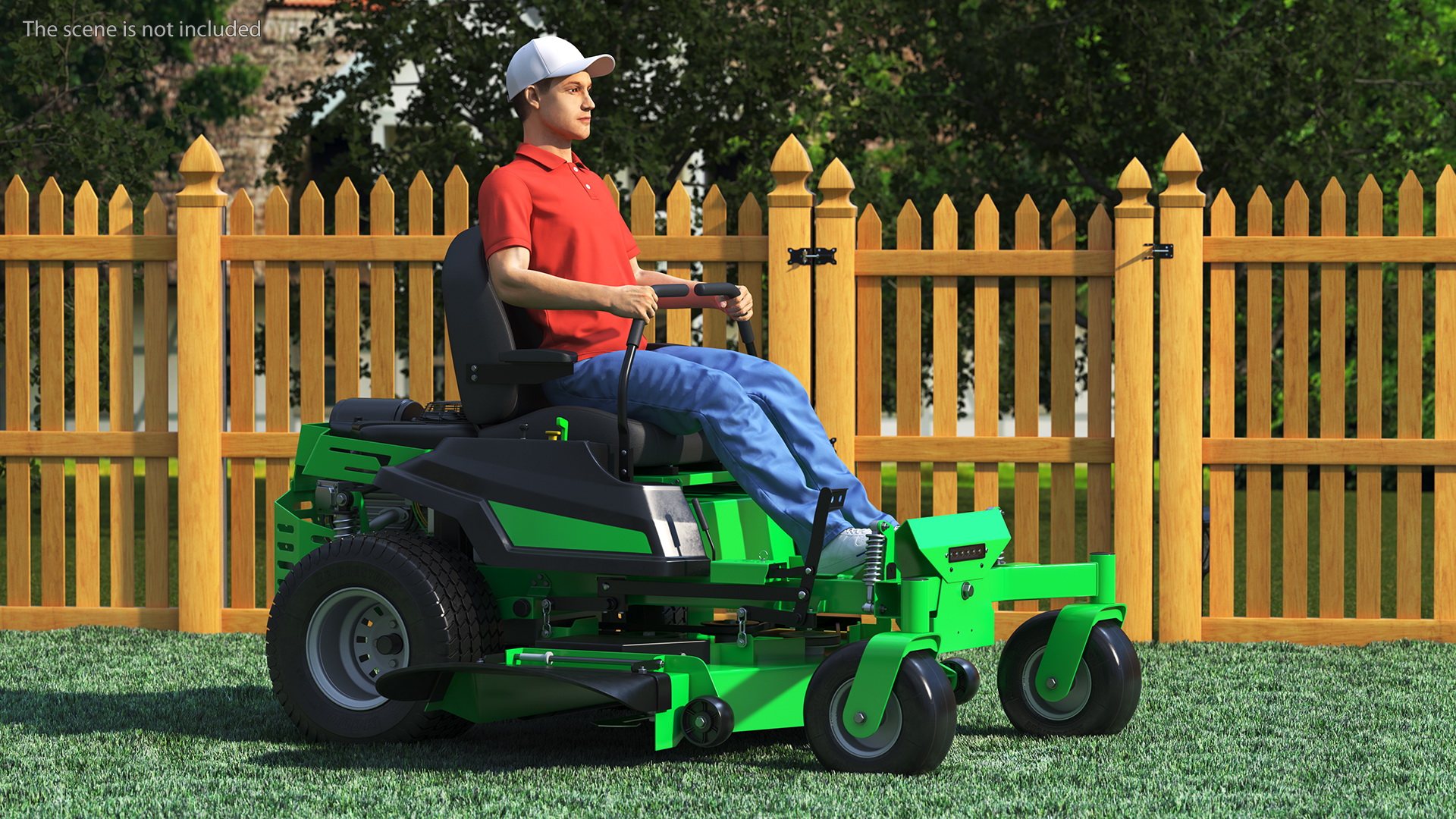3D Man With Zero Turn Mower Generic Fur Rigged model
