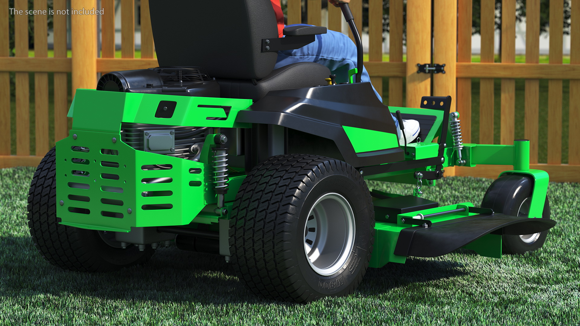 3D Man With Zero Turn Mower Generic Fur Rigged model
