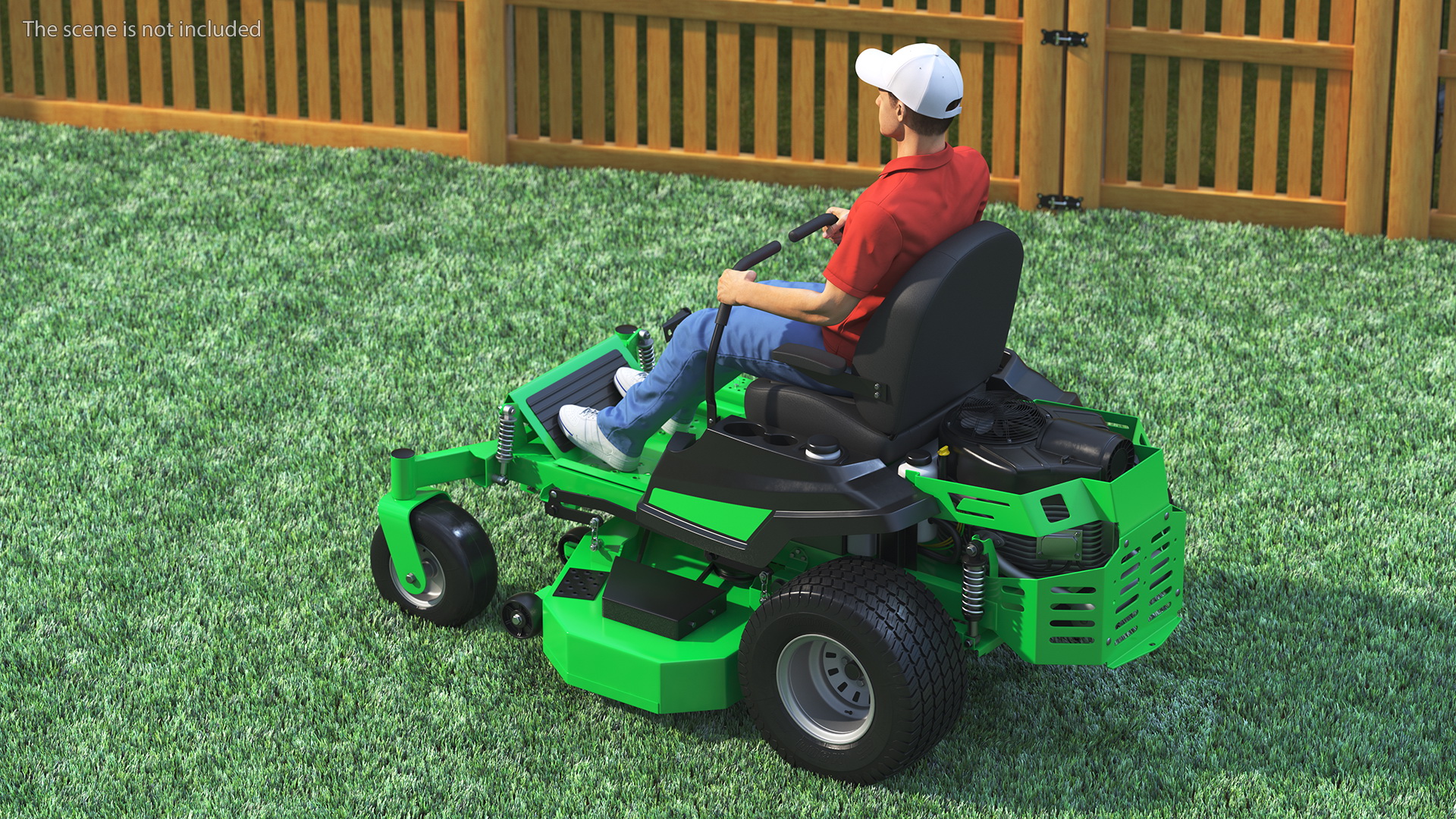 3D Man With Zero Turn Mower Generic Fur Rigged model