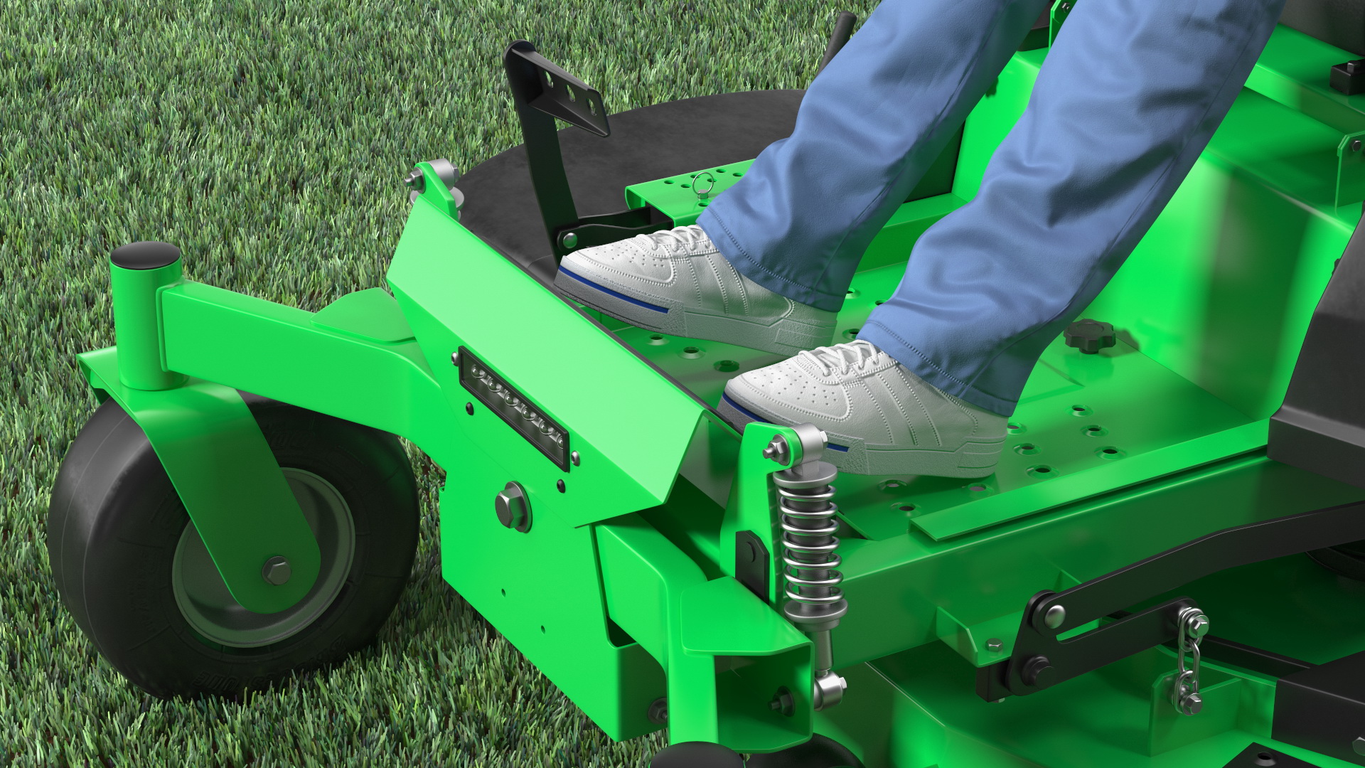 3D Man With Zero Turn Mower Generic Fur Rigged model