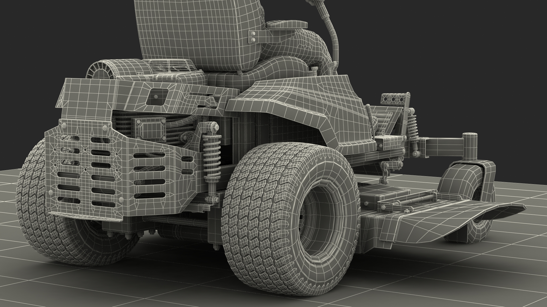 3D Man With Zero Turn Mower Generic Fur Rigged model