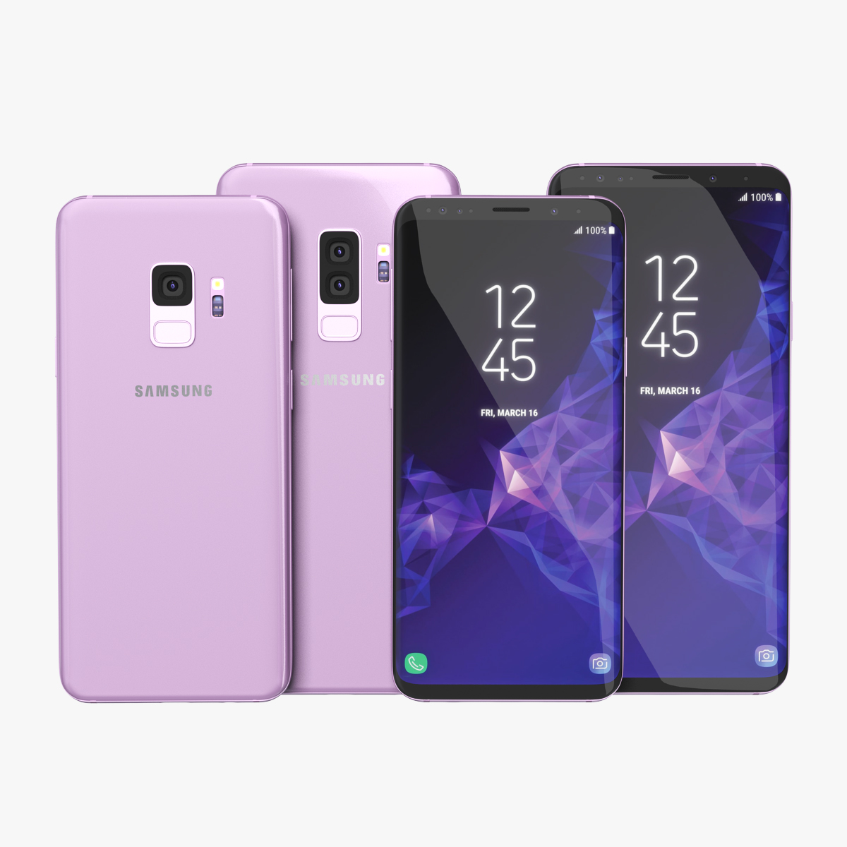 Samsung Galaxy S9 S9 Plus Lilac 3D, view 3