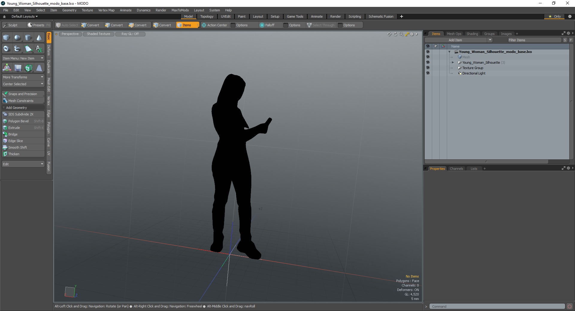 Young Woman Silhouette 3D